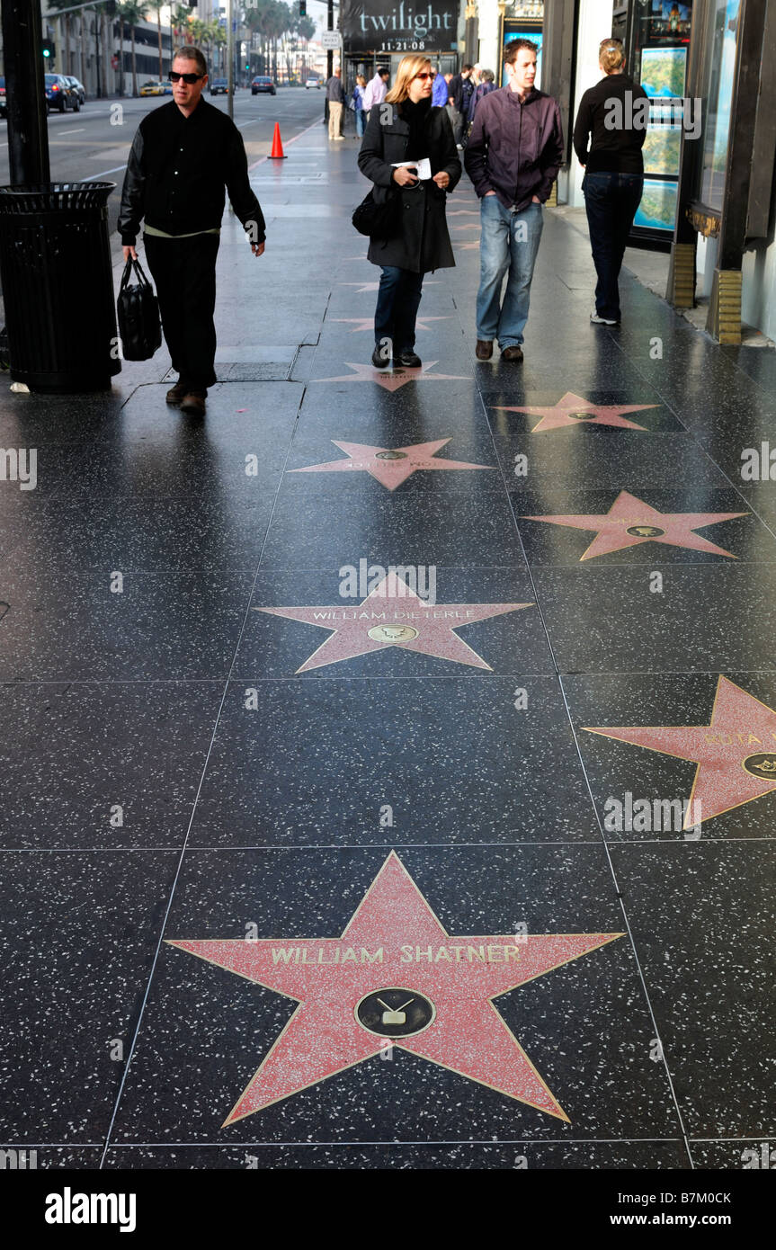 Stars actrice acteur walk of fame sentier pavé la california los angeles hollywood boulevard reconnaissance prix shatner Banque D'Images