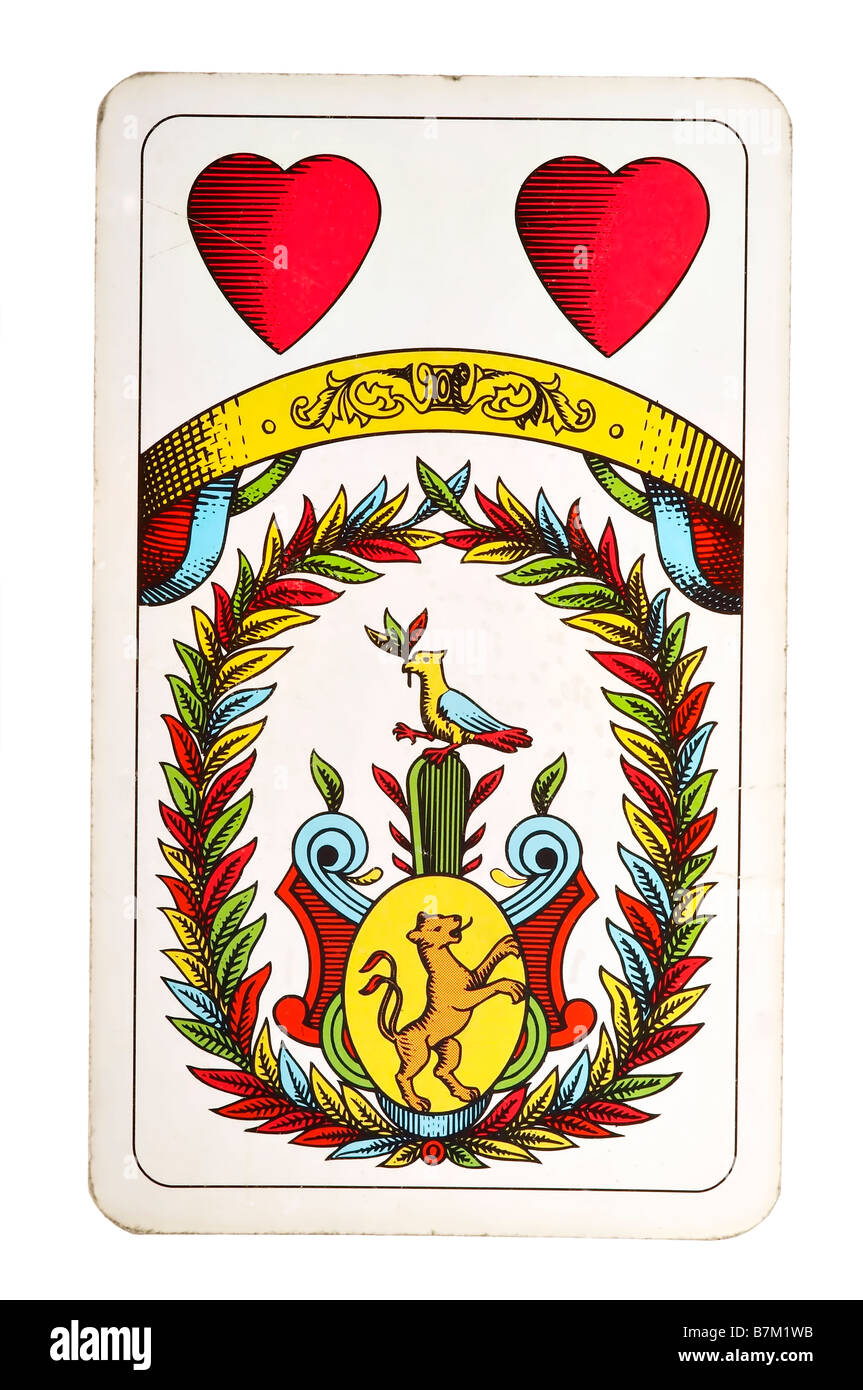 Détail de l'ace - Ace of Hearts trumps - vieille carte à jouer Banque D'Images