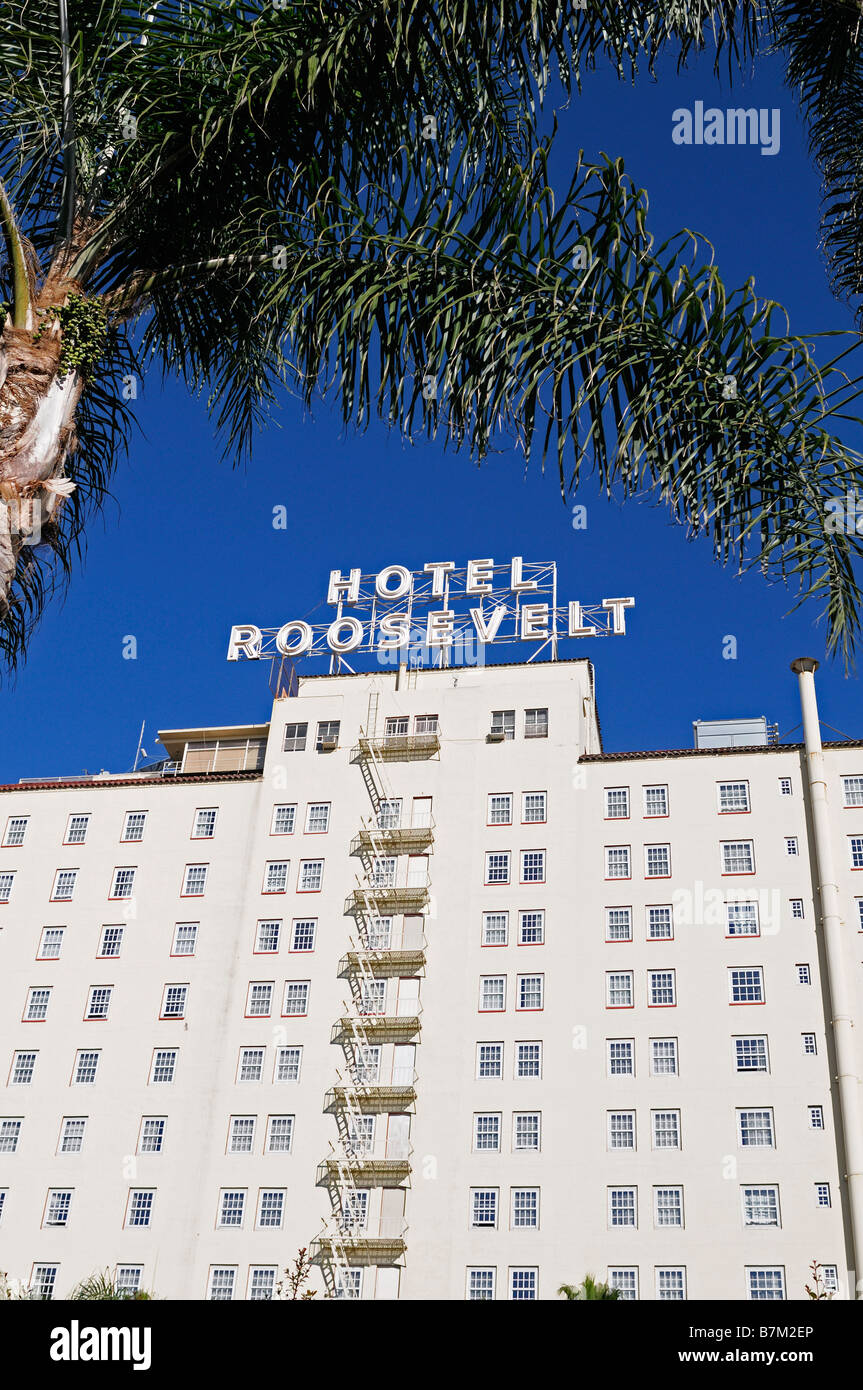 L'extérieur de l'hôtel Roosevelt de hollywood boulevard los angeles california célèbre résident résidence infâme Banque D'Images