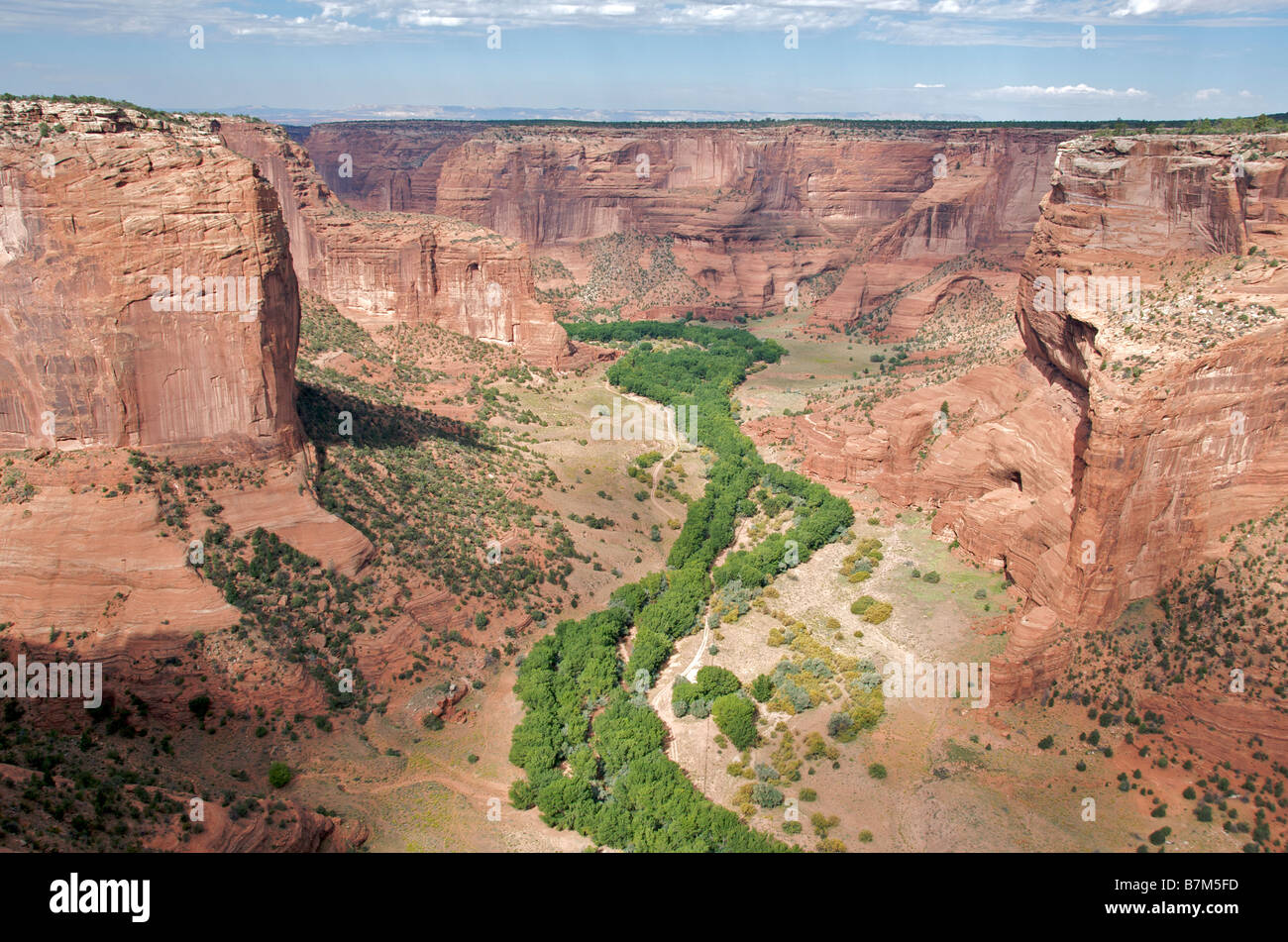 Birds Eye View de White House donnent sur Canyon de Chelly Arizona USA Banque D'Images