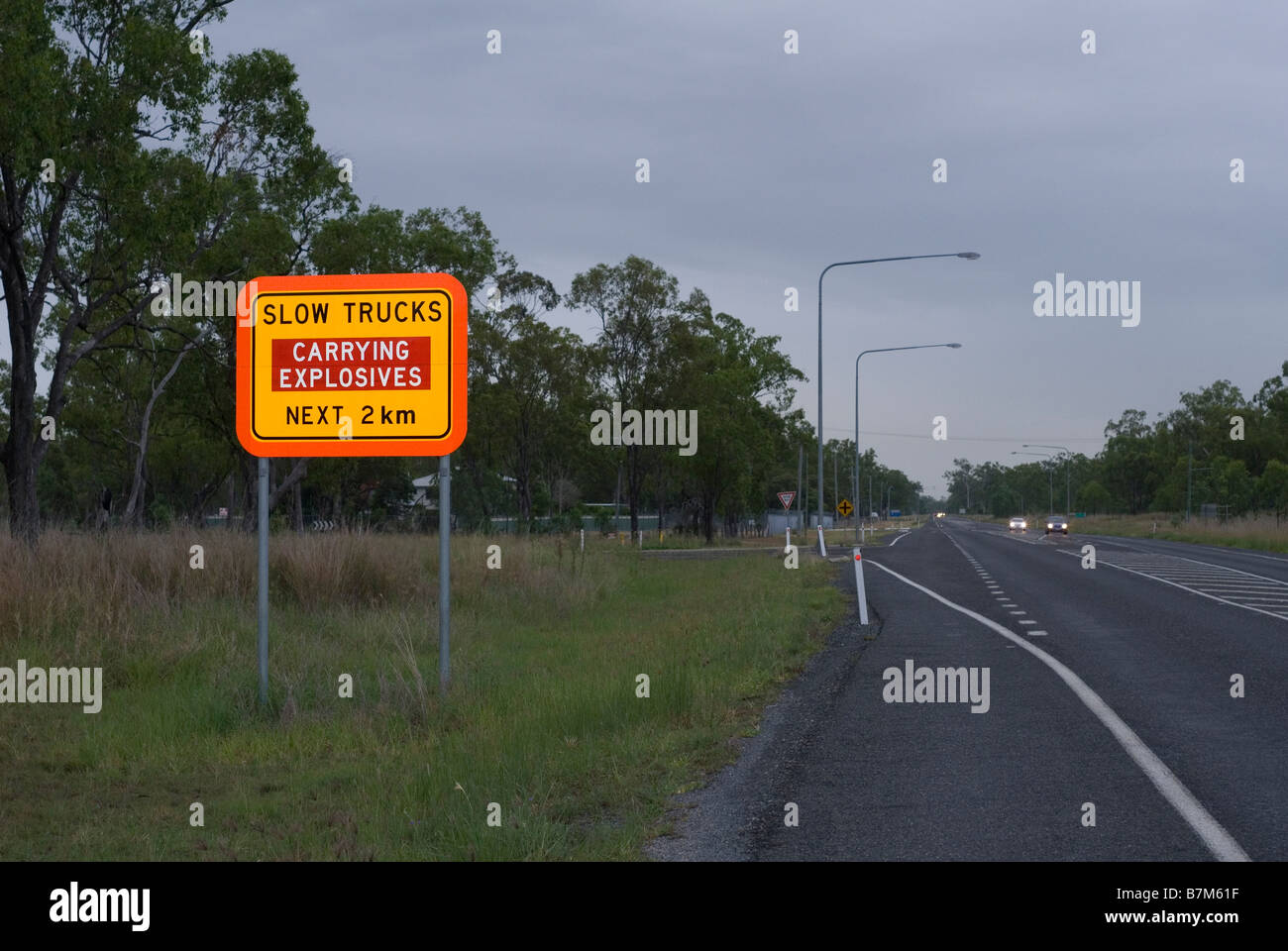 Panneau d'avertissement explosive Bajool Queensland Banque D'Images