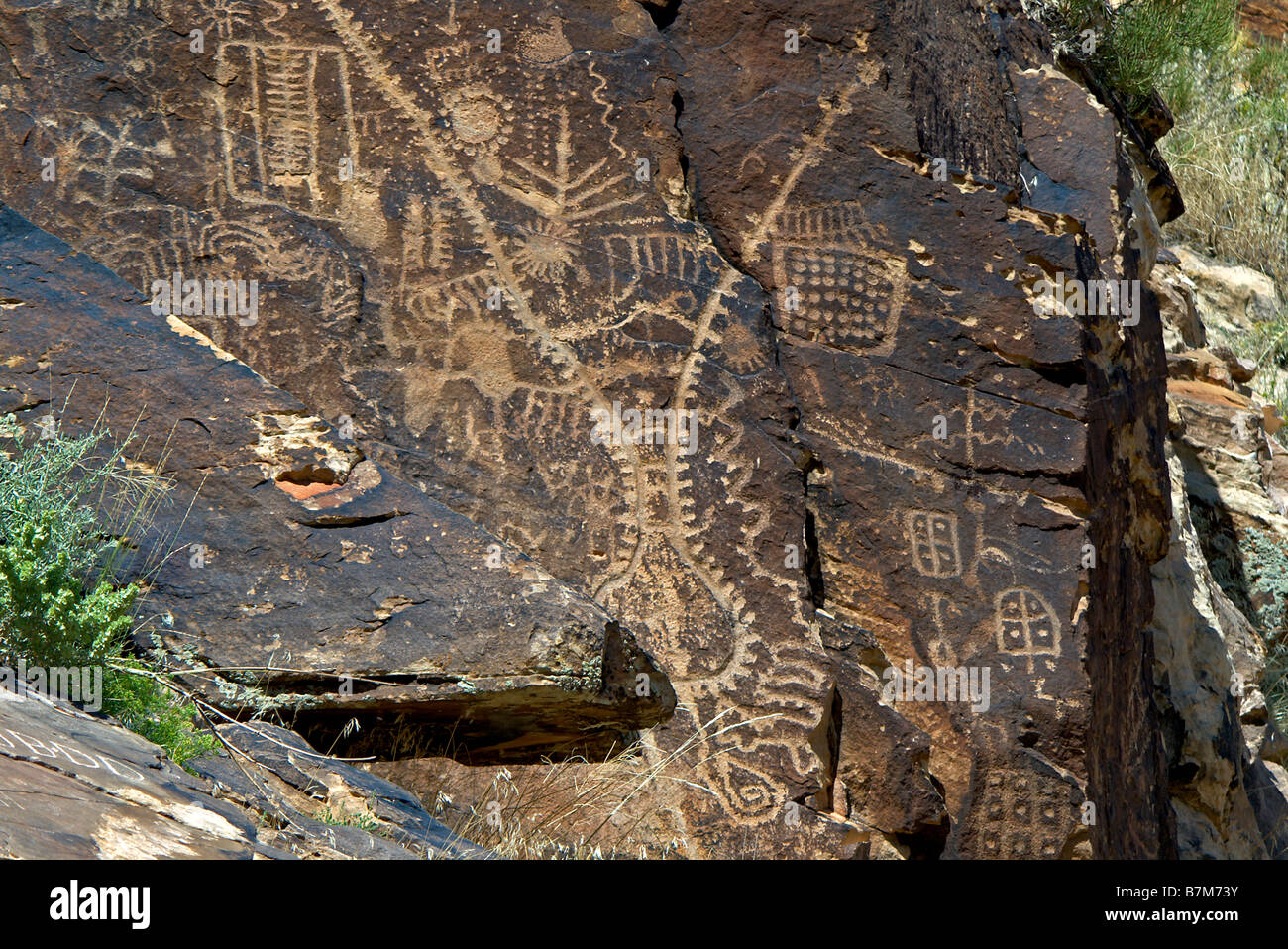 USA, Utah, Parowan Gap, des pétroglyphes, des œuvres de la préhistoire et du Sud cultures Paiute Fremont Banque D'Images