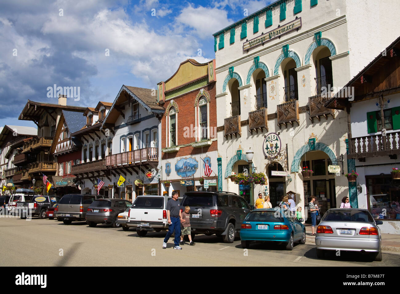 L'architecture autrichienne Leavenworth village bavarois l'État de Washington, USA Banque D'Images