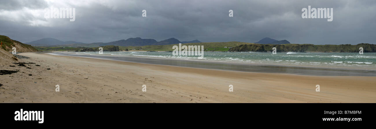 Retour Strand Beach Malin Donegal Irlande vers Doagh Isle Panorama Banque D'Images