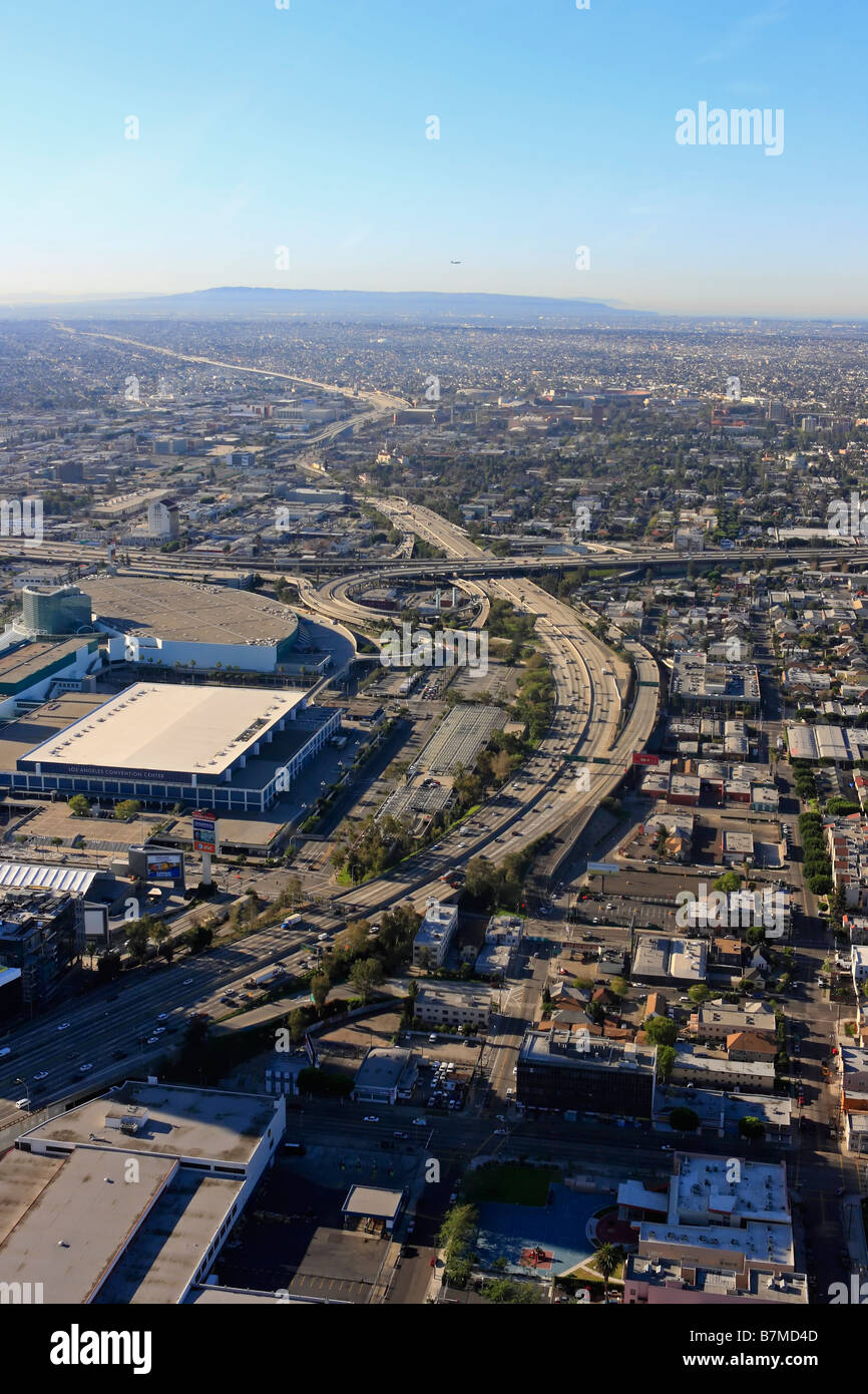 Vue aérienne du centre-ville de Los Angeles California USA Skyline Banque D'Images