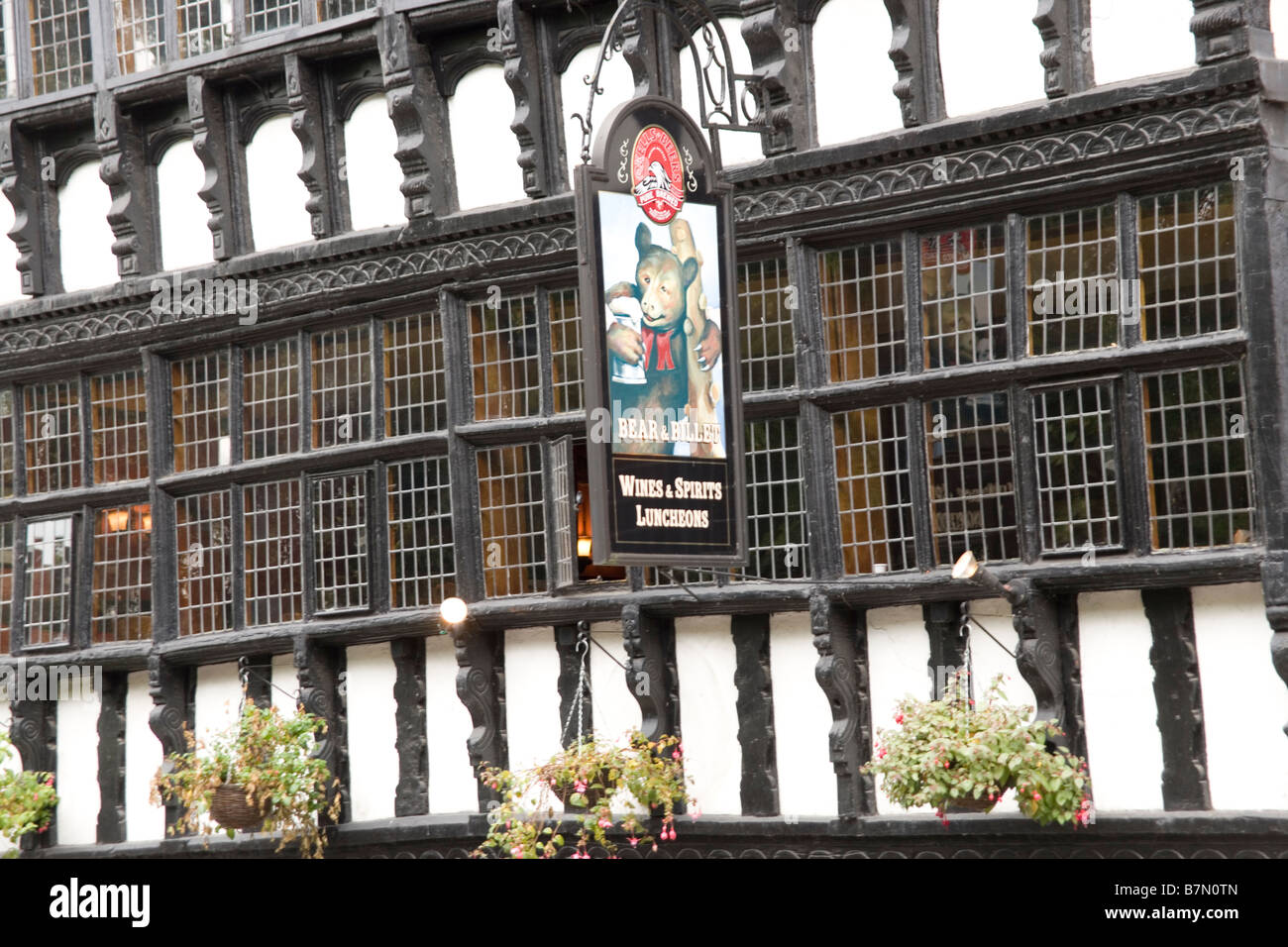 L'ours et le Billet Inn un vieux bâtiment à colombages dans le centre de la vieille ville médiévale de Chester England Banque D'Images