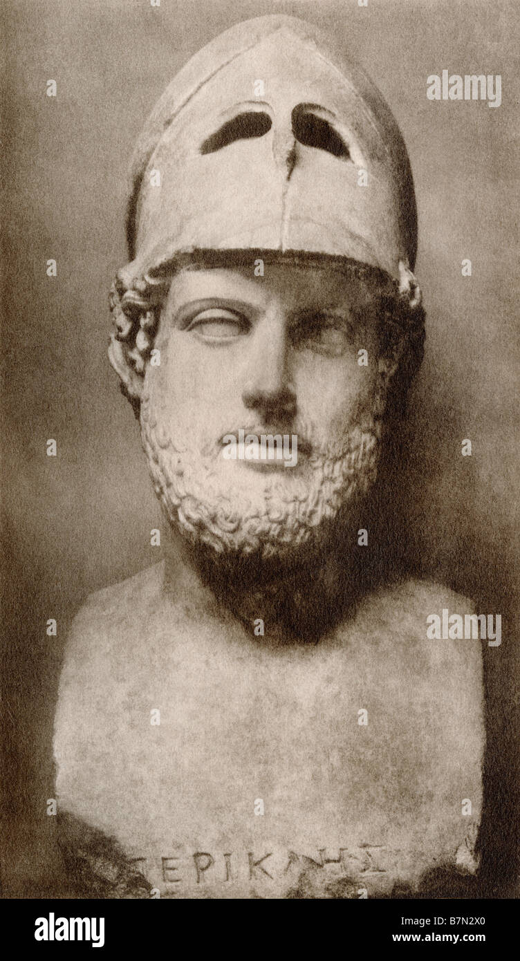 Homme d'État athénien Périclès. La reproduction d'une statue de la Photogravure Banque D'Images