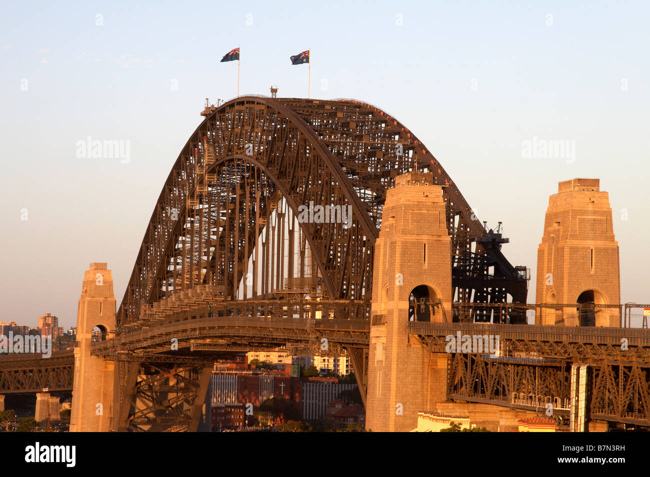 Sydney Harbour Bridge au coucher du Soleil prises de Observatory Hill, Sydney Banque D'Images