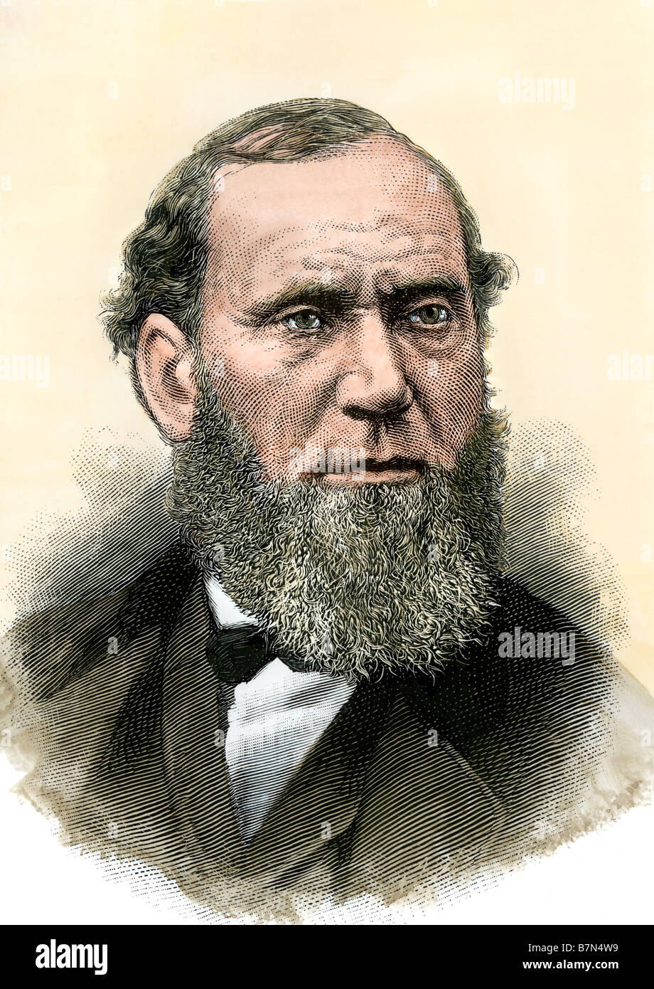 Allan Pinkerton fondateur de la première agence de détectives privés américains. À la main, gravure sur bois Banque D'Images