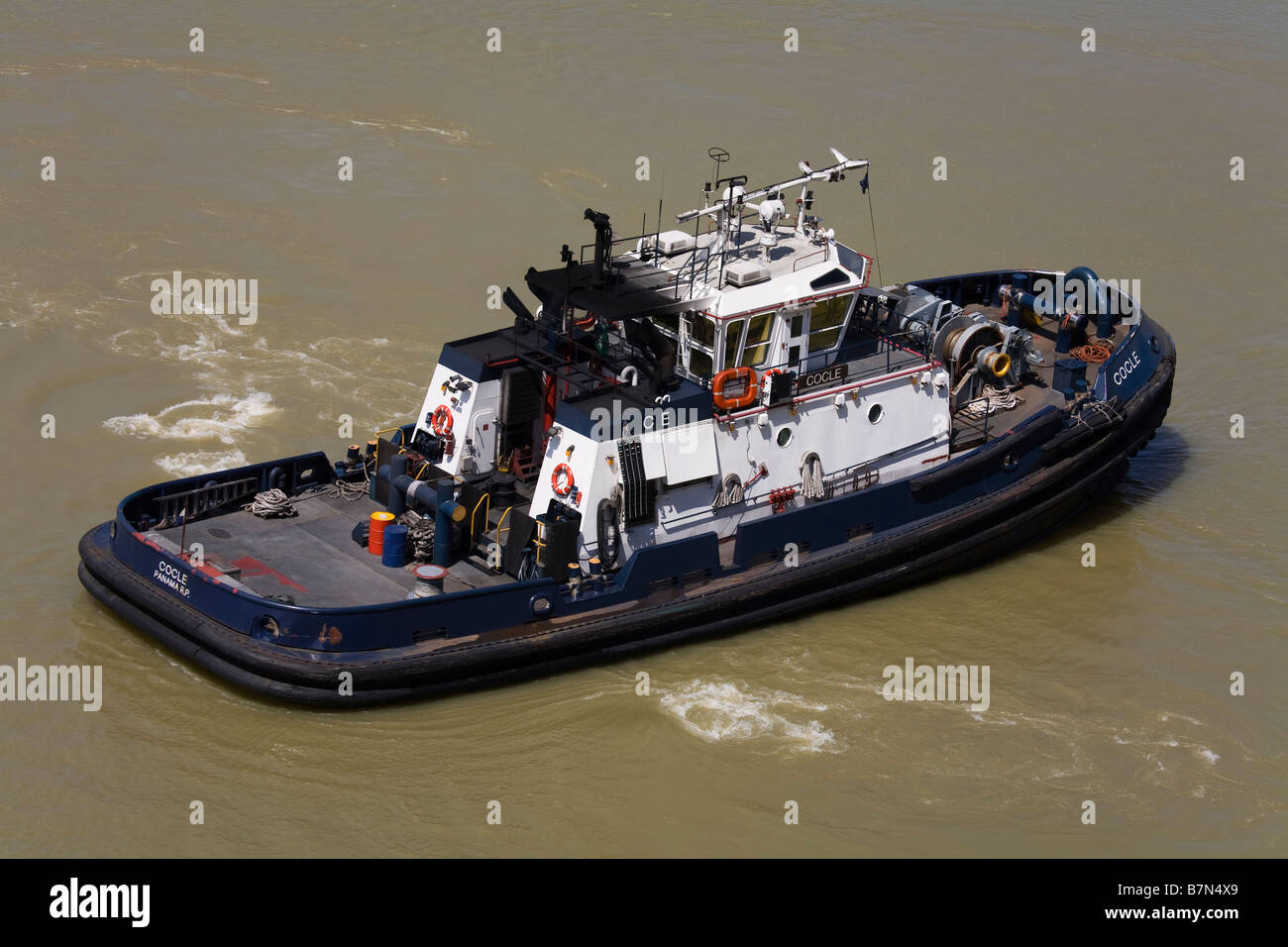 Remorqueur dans le canal de Panama Panama Amérique Centrale Banque D'Images