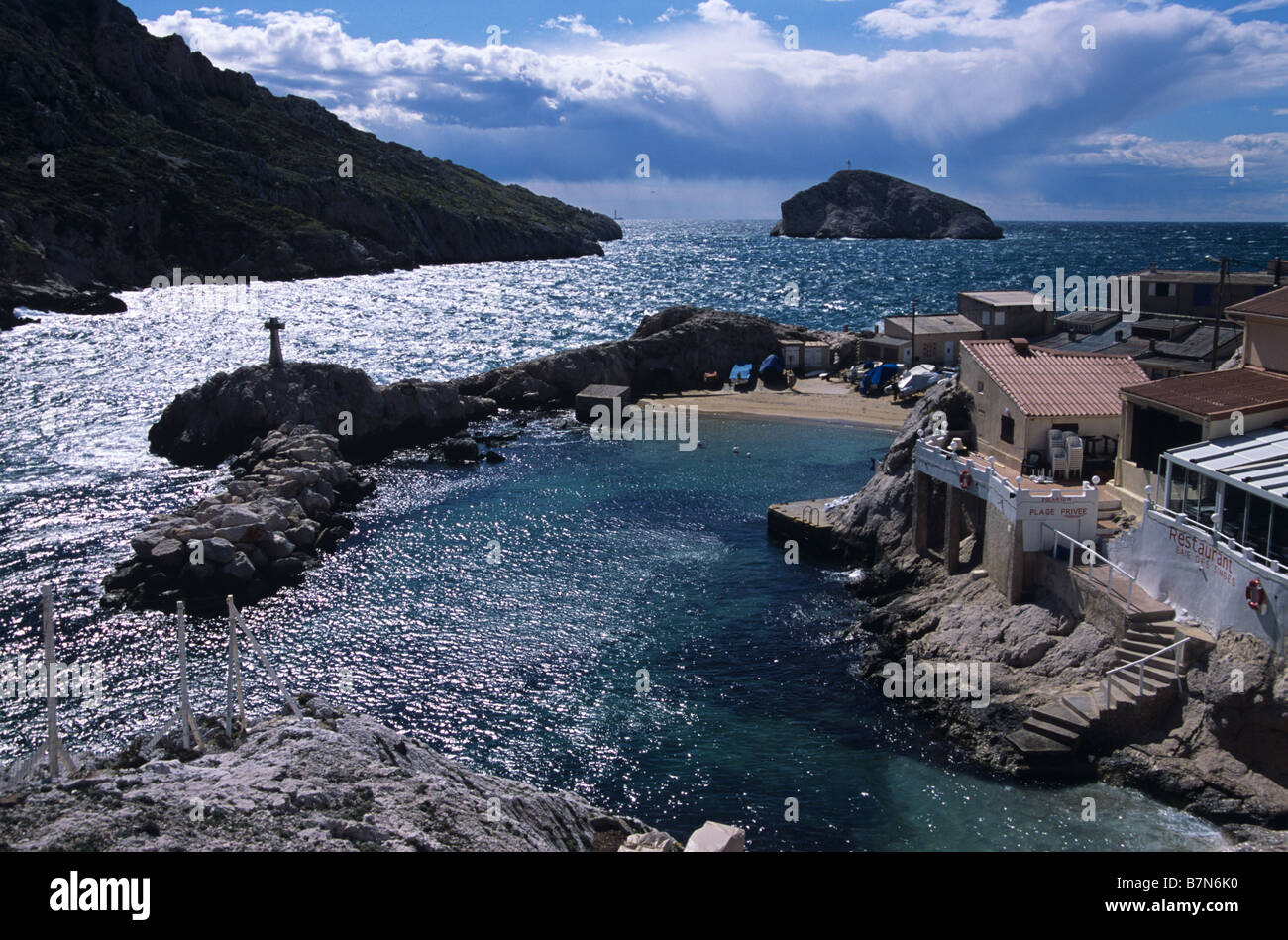 Cap Croisette & Passage des Croisettes, Calanques de Marseille de l'Est près de Les Goudes, Marseille, France Banque D'Images