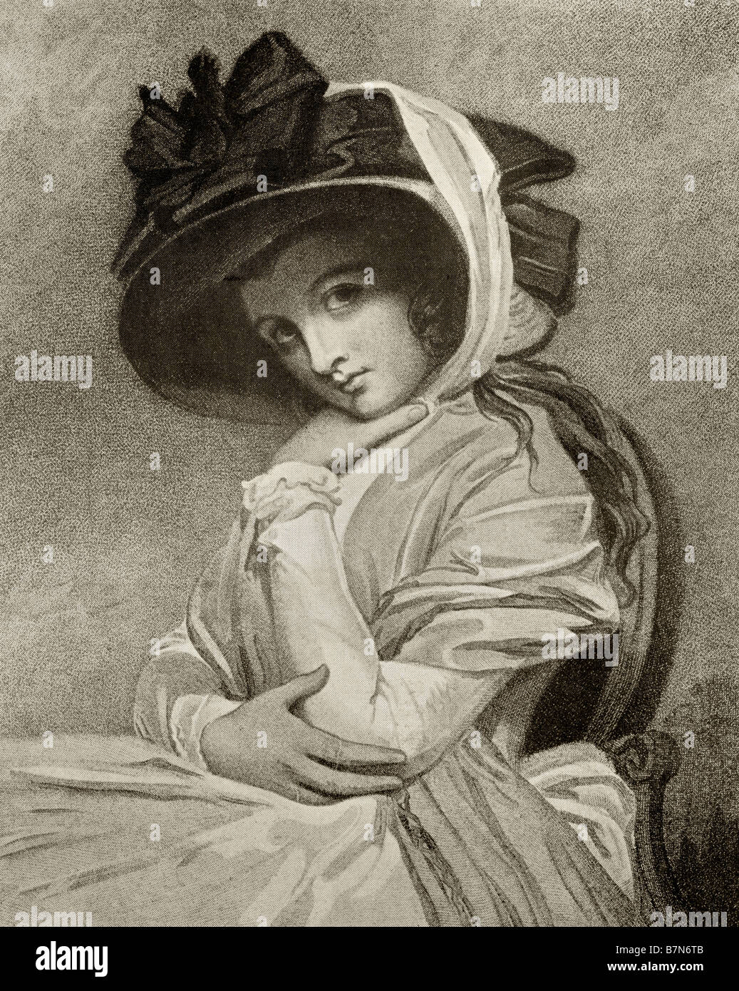 Emma Lady Hamilton, 1761 - 1815. Maîtresse de Lord Horatio Nelson. De la gravure en créplet de John Jones après George Romney, 1785. Banque D'Images