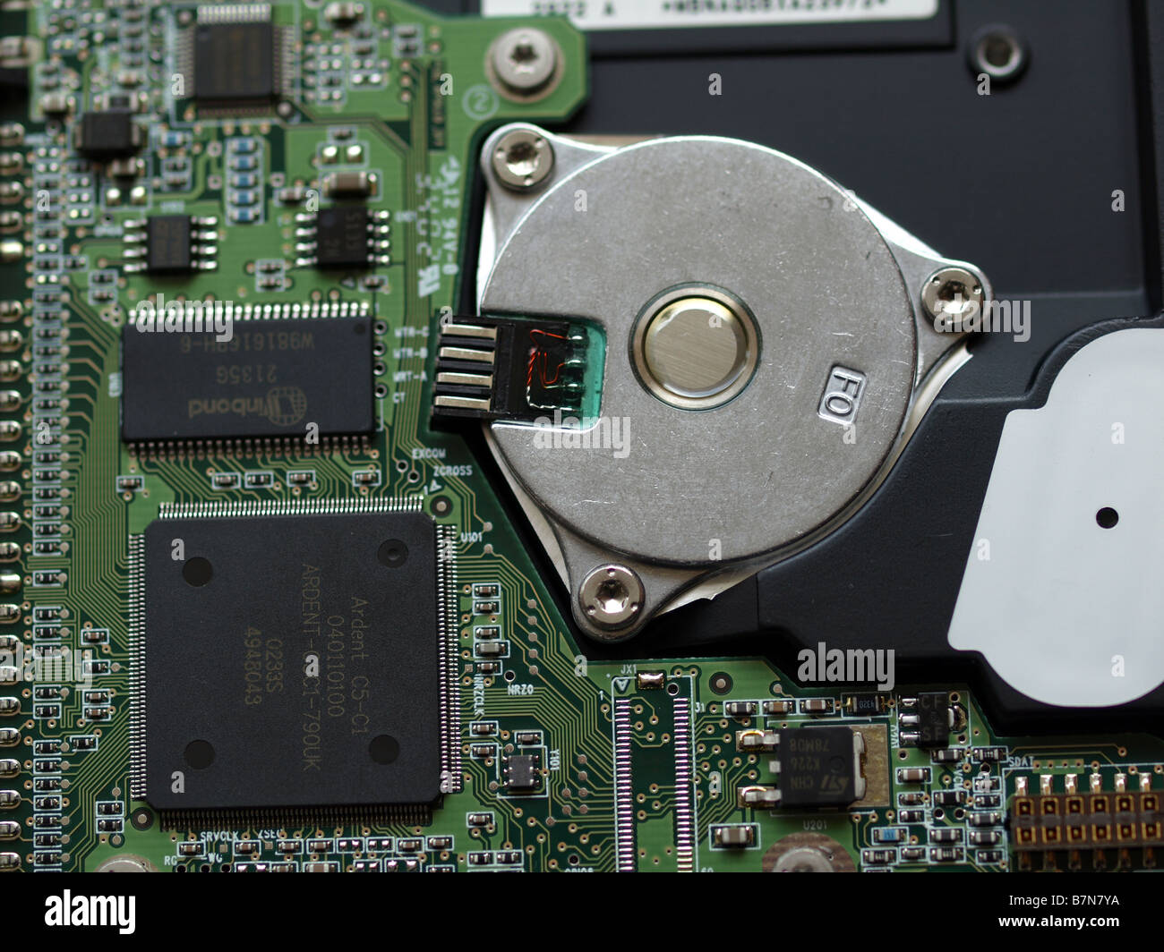 Une macro d'un disque dur de l'ordinateur. Banque D'Images