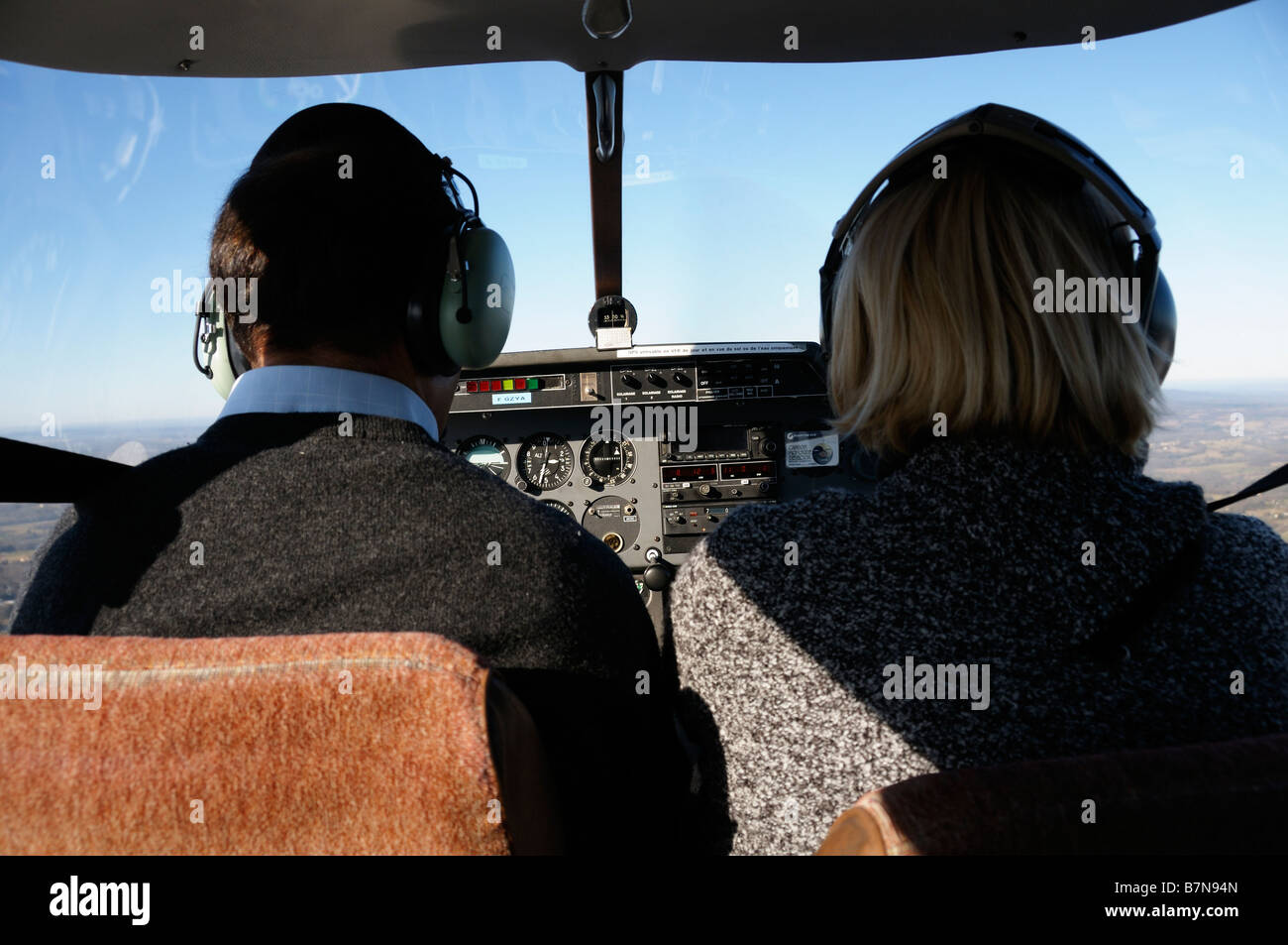 Stock photo d'un projet pilote d'un instructeur de vol sur une leçon de vol Banque D'Images