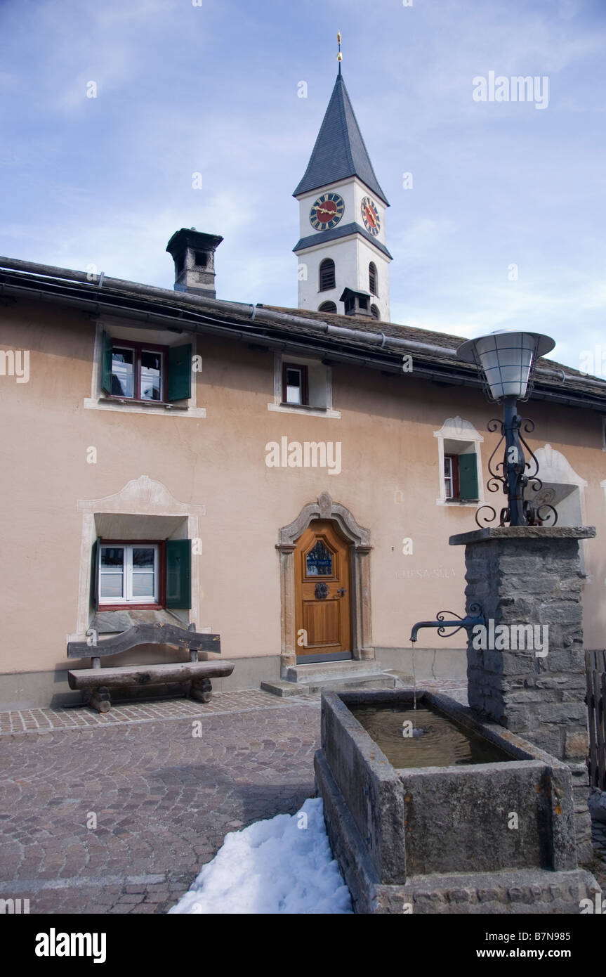 L'architecture traditionnelle en Suisse de Silvaplana. Grisons, Suisse Banque D'Images