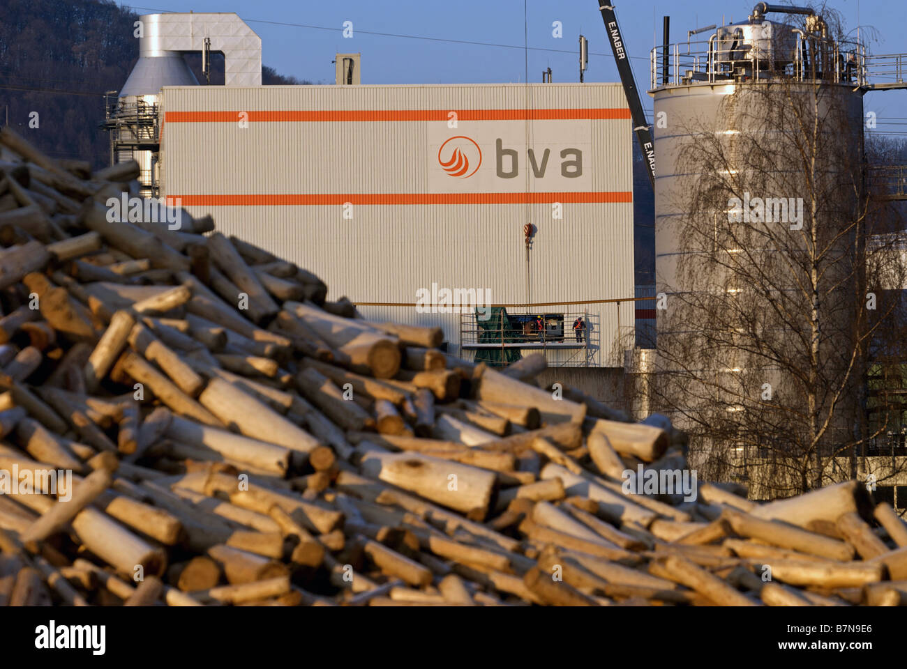 Bva à bois commercial power station, Hagen, Rhénanie du Nord-Westphalie, Allemagne. Banque D'Images