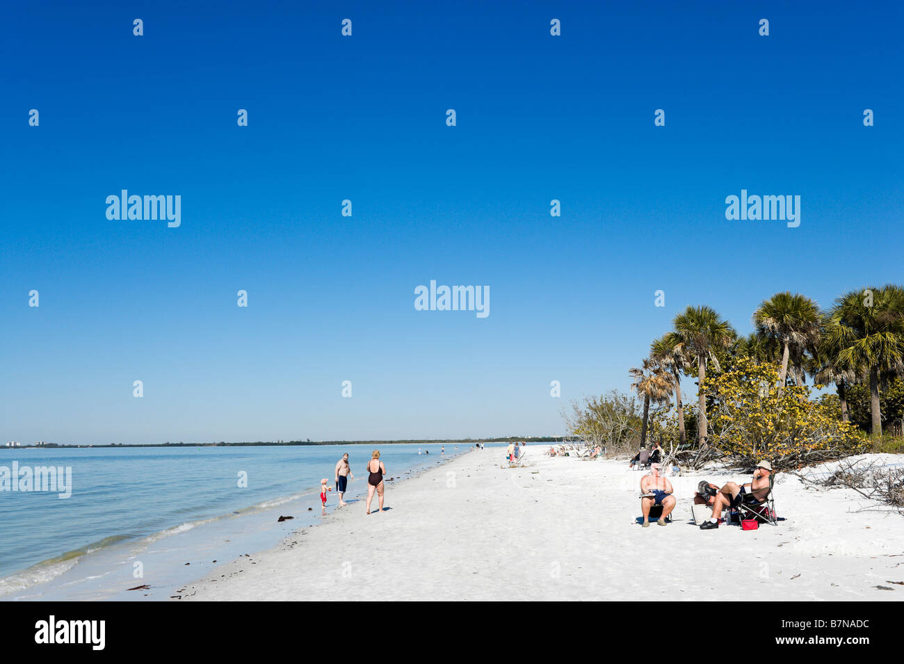 Plage de Bowditch Point Park, Estero Island, Fort Myers Beach, la Côte du Golfe, Florida, USA Banque D'Images