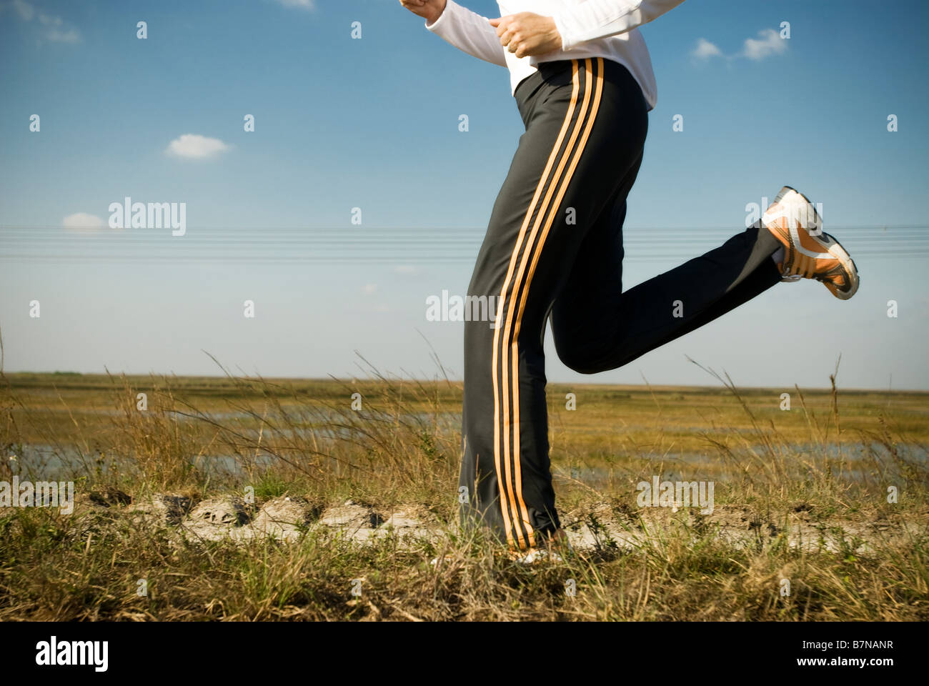 Coureuse dans les Everglades le jogging, portrait de vie. Banque D'Images