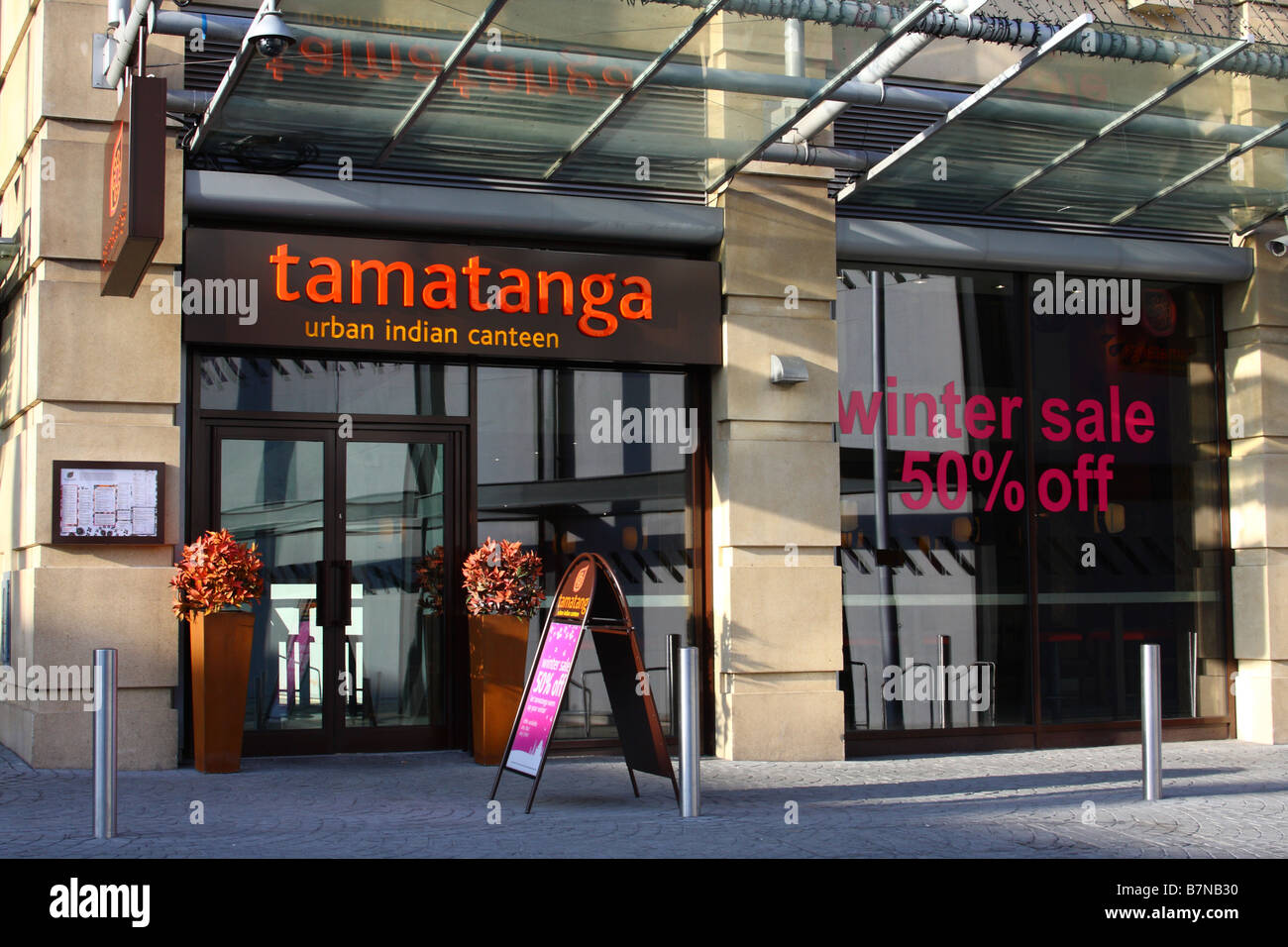 Tamatanga Cantine indienne urbaine, Nottingham, Angleterre, Royaume-Uni Banque D'Images