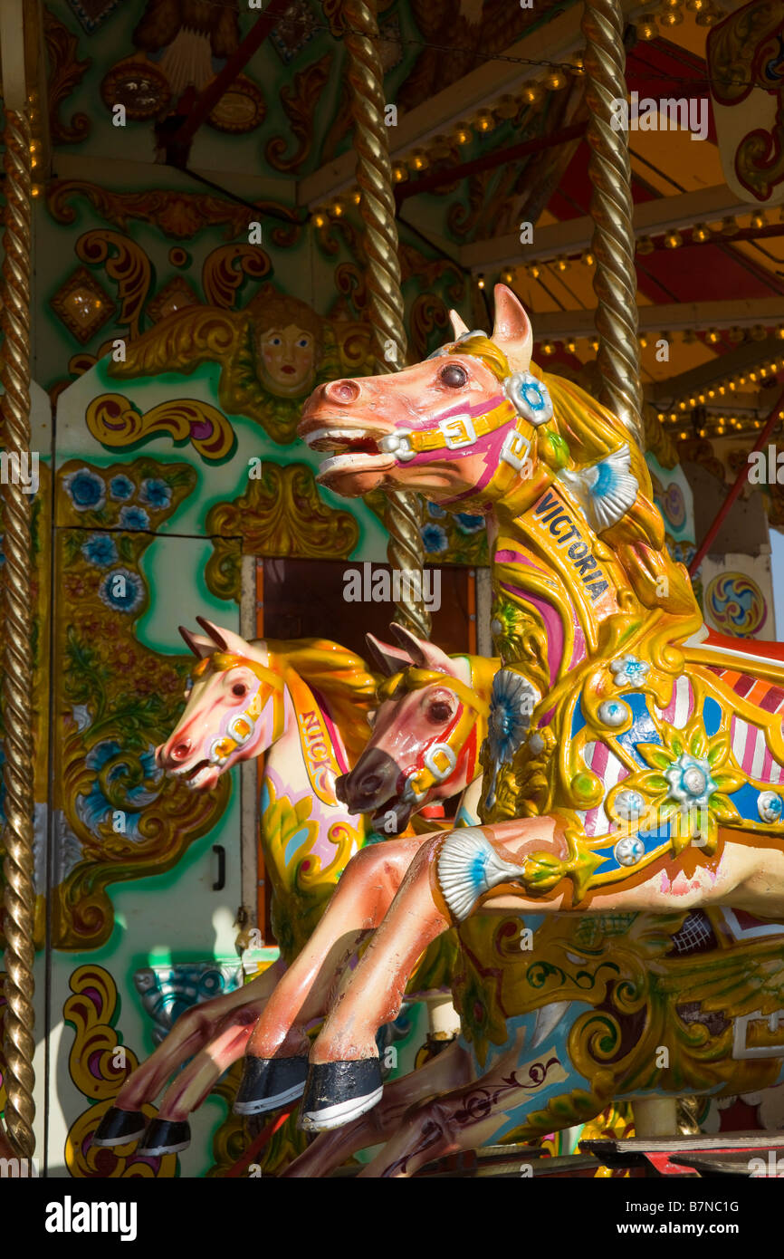 Close up de forains traditionnels colorés carousel horse Banque D'Images