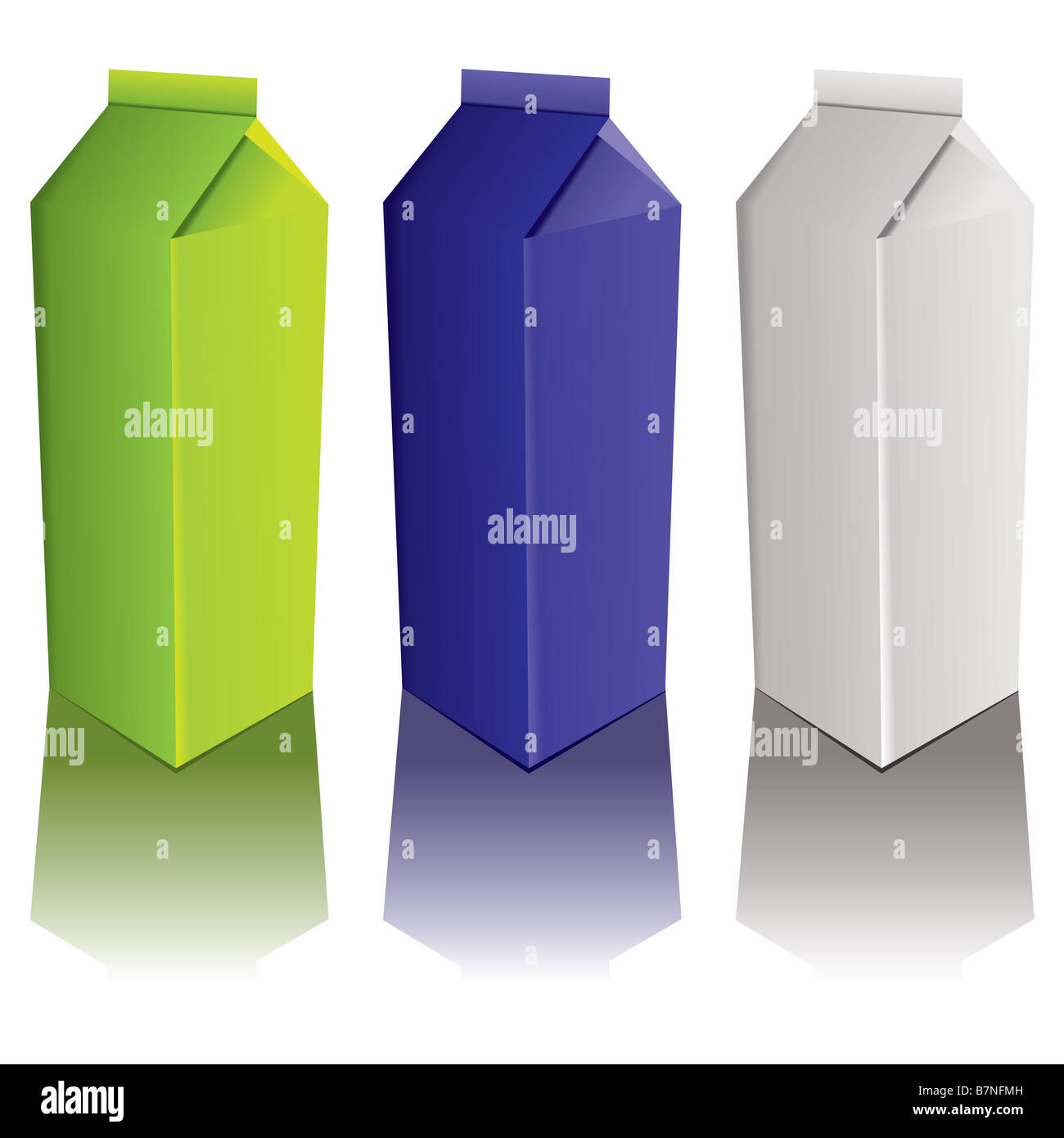 Boissons le carton avec trois variations de couleur et d'ombre portée Photo  Stock - Alamy
