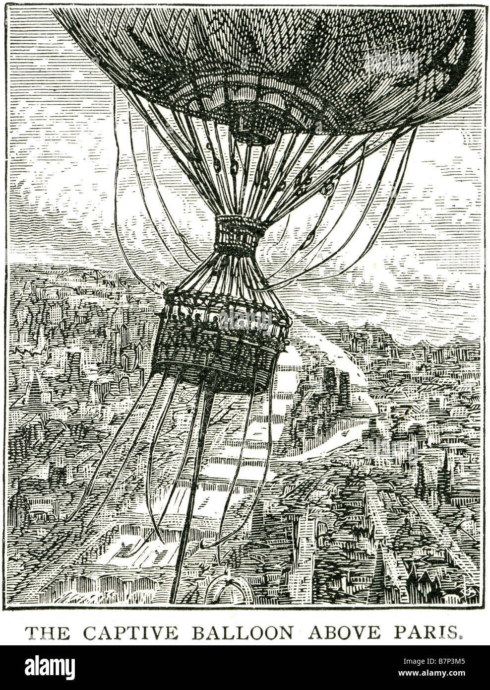 Ballon captif au-dessus de Paris location pierres montgolfière ascension de  ballast des transports sport voyage panier vol landi corde Photo Stock -  Alamy
