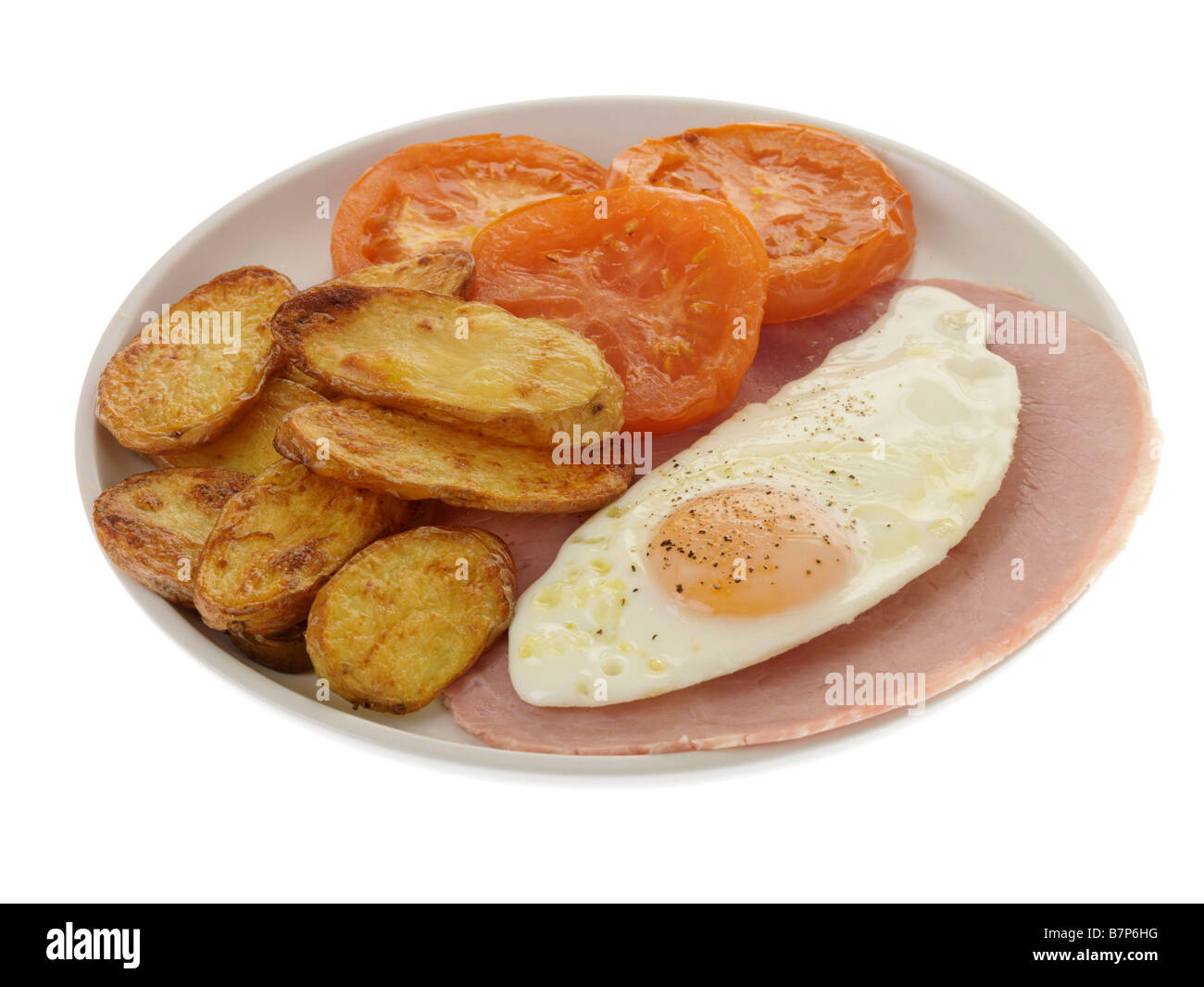 Un petit-déjeuner chaud avec des Œufs et du jambon Banque D'Images