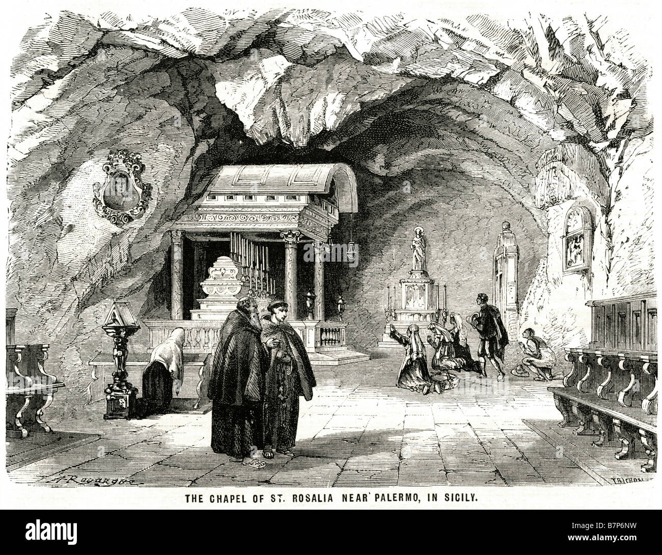 Chapelle St Posoia Palerme Sicile Christ Christianisme la religion chrétienne de l'histoire ancienne grotte culte Banque D'Images