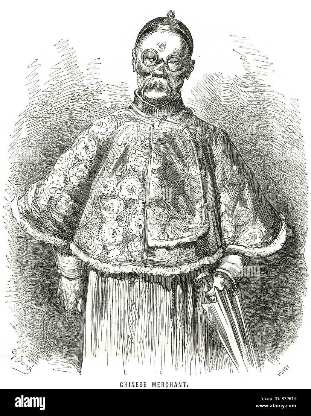 Marchand chinois Chine des vêtements traditionnels portrait man marchands du Shanxi (chinois : 晋商 jinshang) étaient des hommes d'affaires de Banque D'Images