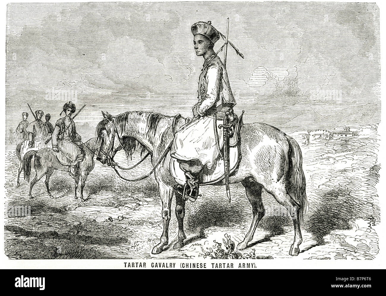 Cavalerie Tartare de vêtements traditionnels de l'armée chinoise l'équitation soldat chine KUSZA (arbalète) : ces armoiries ont été donnés par personne Banque D'Images