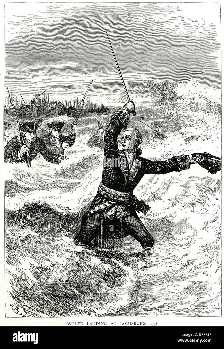 Wolfe Landing Louisberg 1758 mer bateaux bataille guerre combat soldat
