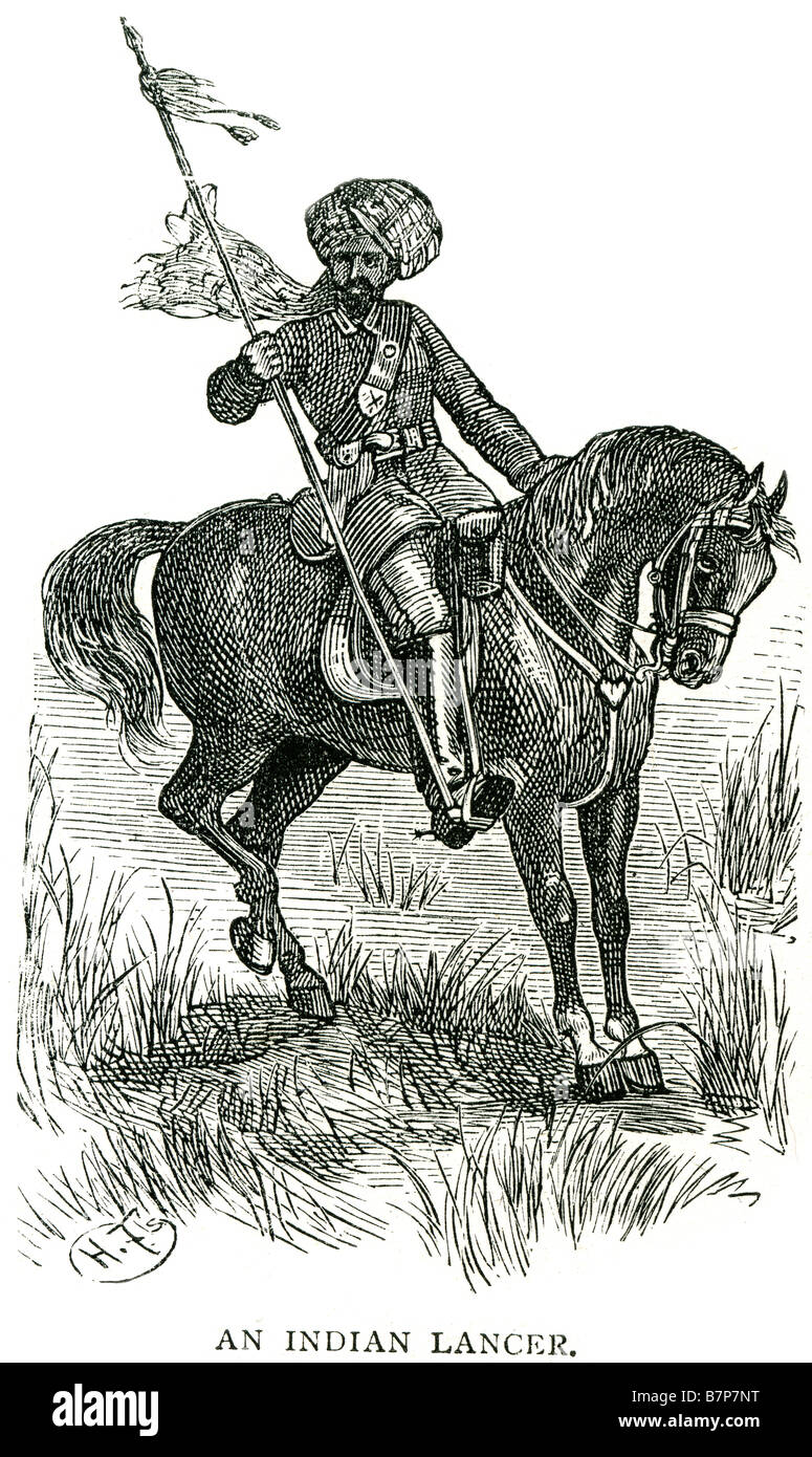 Lancier soldat indien cheval Cavalier vêtements traditionnels lance une armée de lancier (uhlan) était un type de cavalier qui se sont battus avec un la Banque D'Images