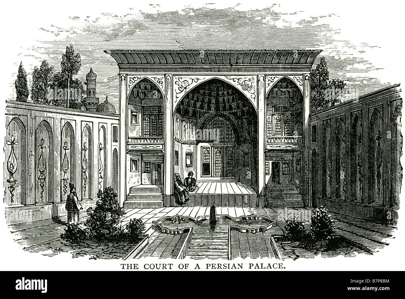 Persian Palace yard cour jardin exotique traditionnel à l'extérieur de l'Empire perse extravagant était une série d'Iraniens successifs ou Banque D'Images