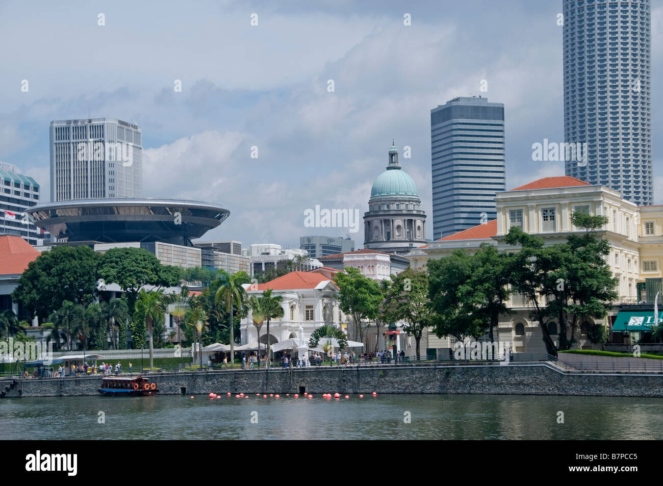 Rivière Singapour Quartier Colonial Raffles Landing Site north boat quay Banque D'Images