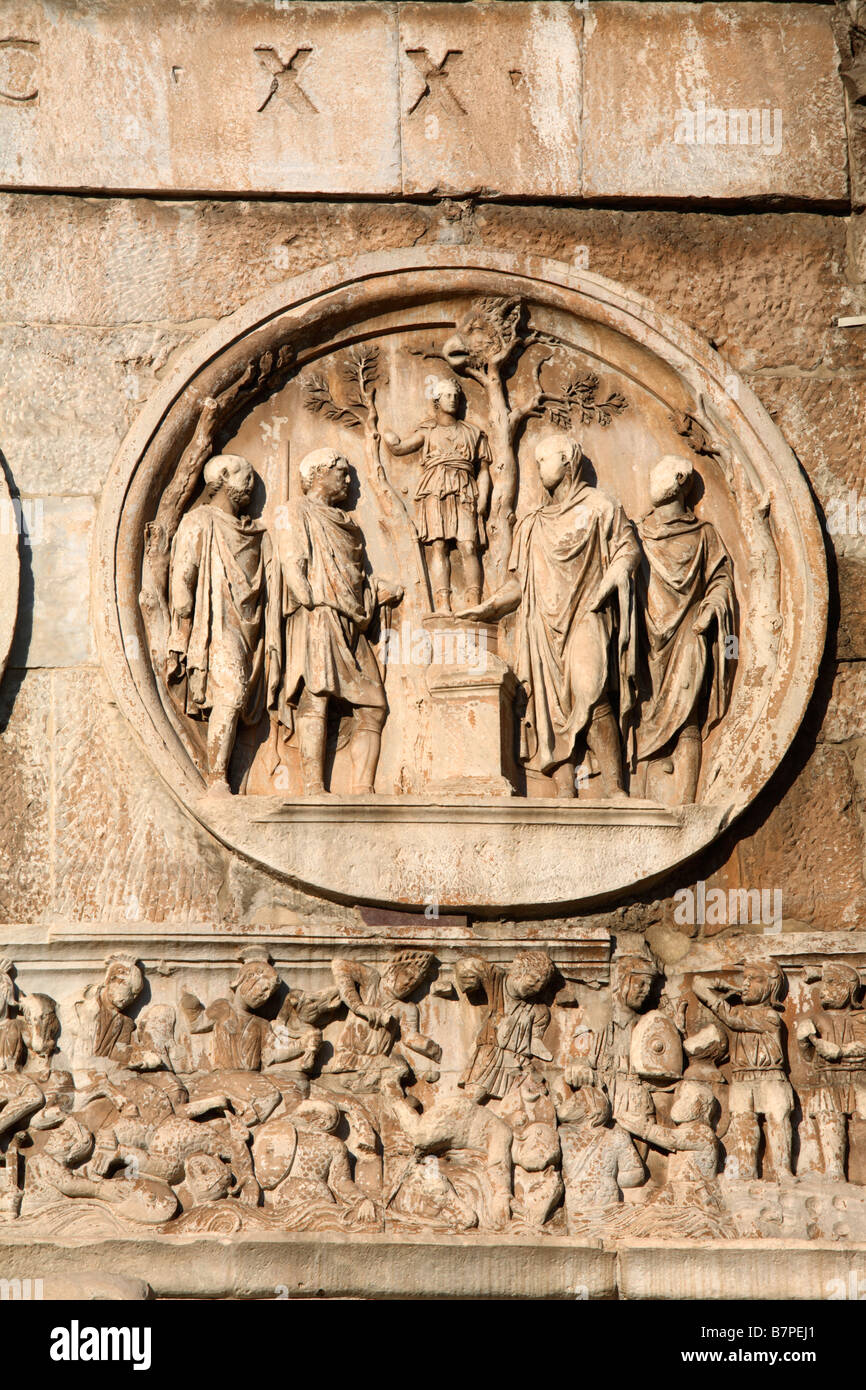 Détail de l'Arc de triomphe de Constantin, Rome, Italie Banque D'Images