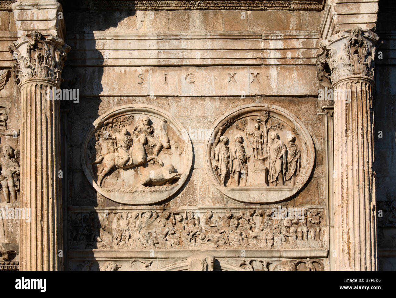 Détail de l'Arc de triomphe de Constantin, Rome, Italie Banque D'Images