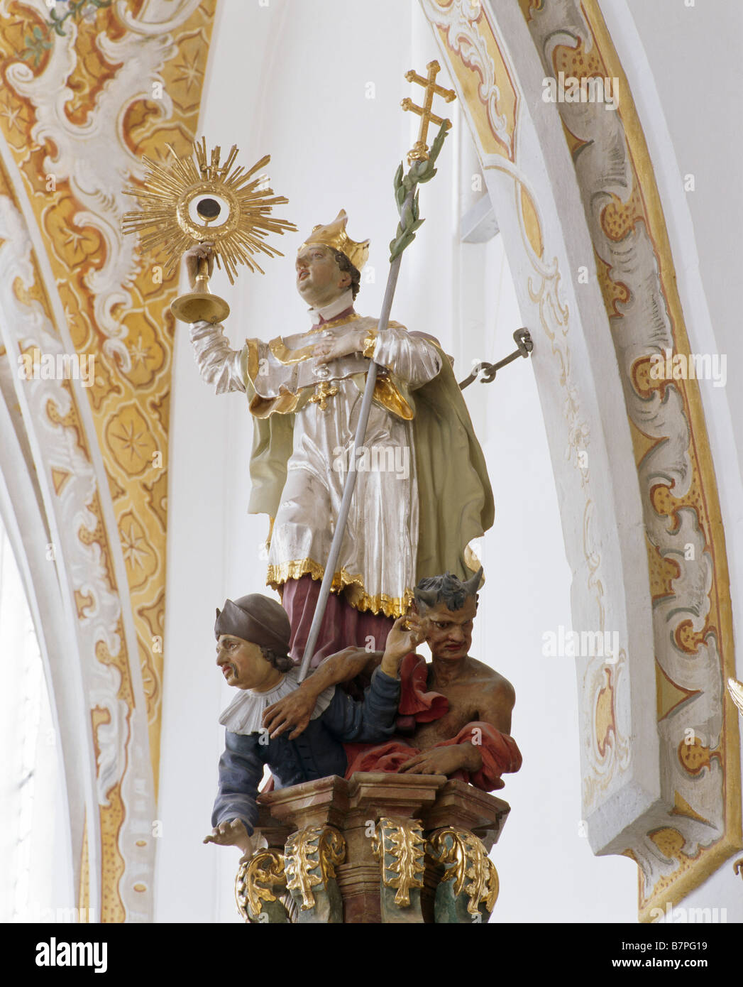 Sossau, Marienwallfahrtskirche, Rechte Kanzel, Heiliger Norbert von Xanten Banque D'Images