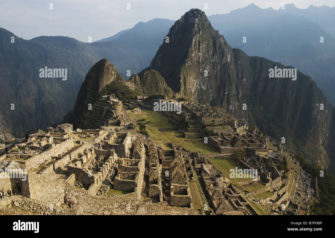 Vue sur le Machu Picchu, au Pérou. Banque D'Images