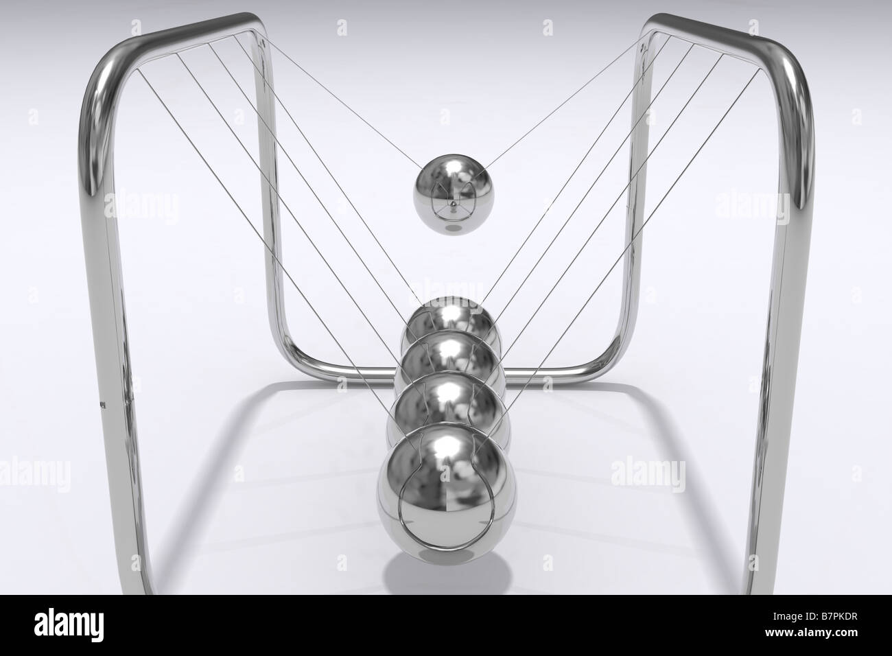 Un gros plan 3D render of Newtons cradle Banque D'Images