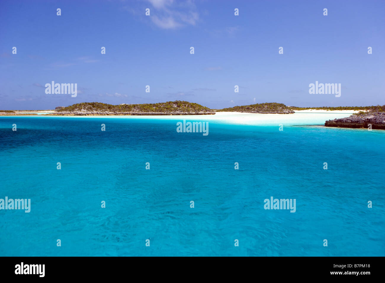 Eaux de cristal dans le parc de la mer et la terre Bahamanian Banque D'Images