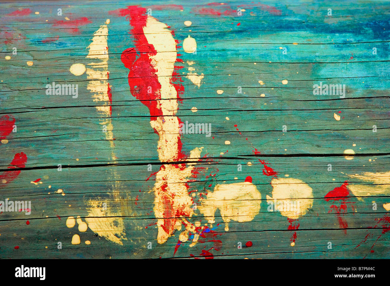 Art abstrait peinture éclaboussa sur un pieux marin Banque D'Images