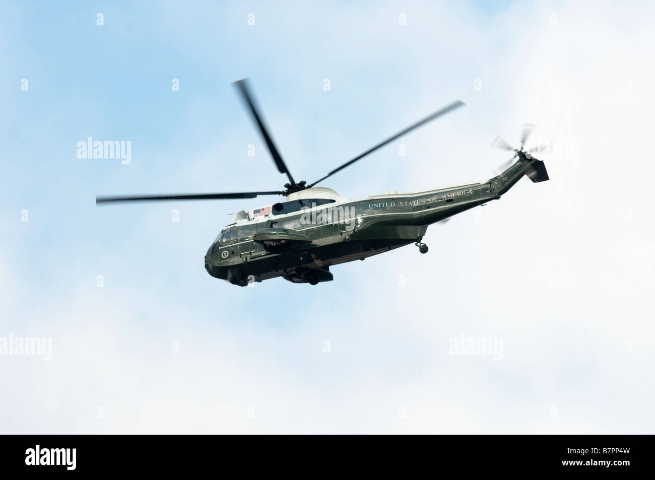 Marine One est l'indicatif d'appel accordée à des hélicoptères militaires qui portent des présidents des États-Unis y compris ce VH-3D Sea King Sikorsky Banque D'Images