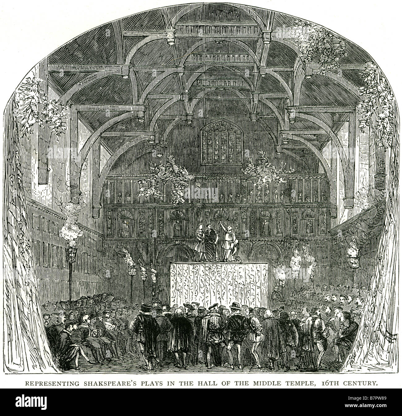 Représentant les pièces de Shakespeare dans le hall de la middle temple 16ème centuary William Shakespeare (baptisé le 26 avril 1564 - 23 Banque D'Images