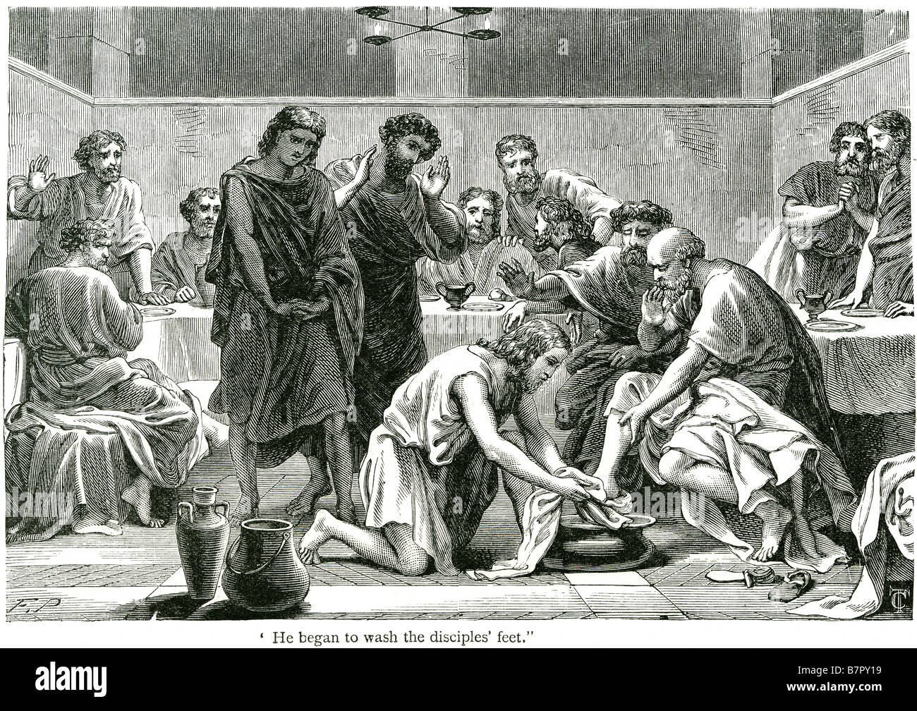 Laver les pieds des disciples St John xiii 5 dîner Dieu Jésus bible religieux ancien nouveau testament Saint Christ Christia Banque D'Images