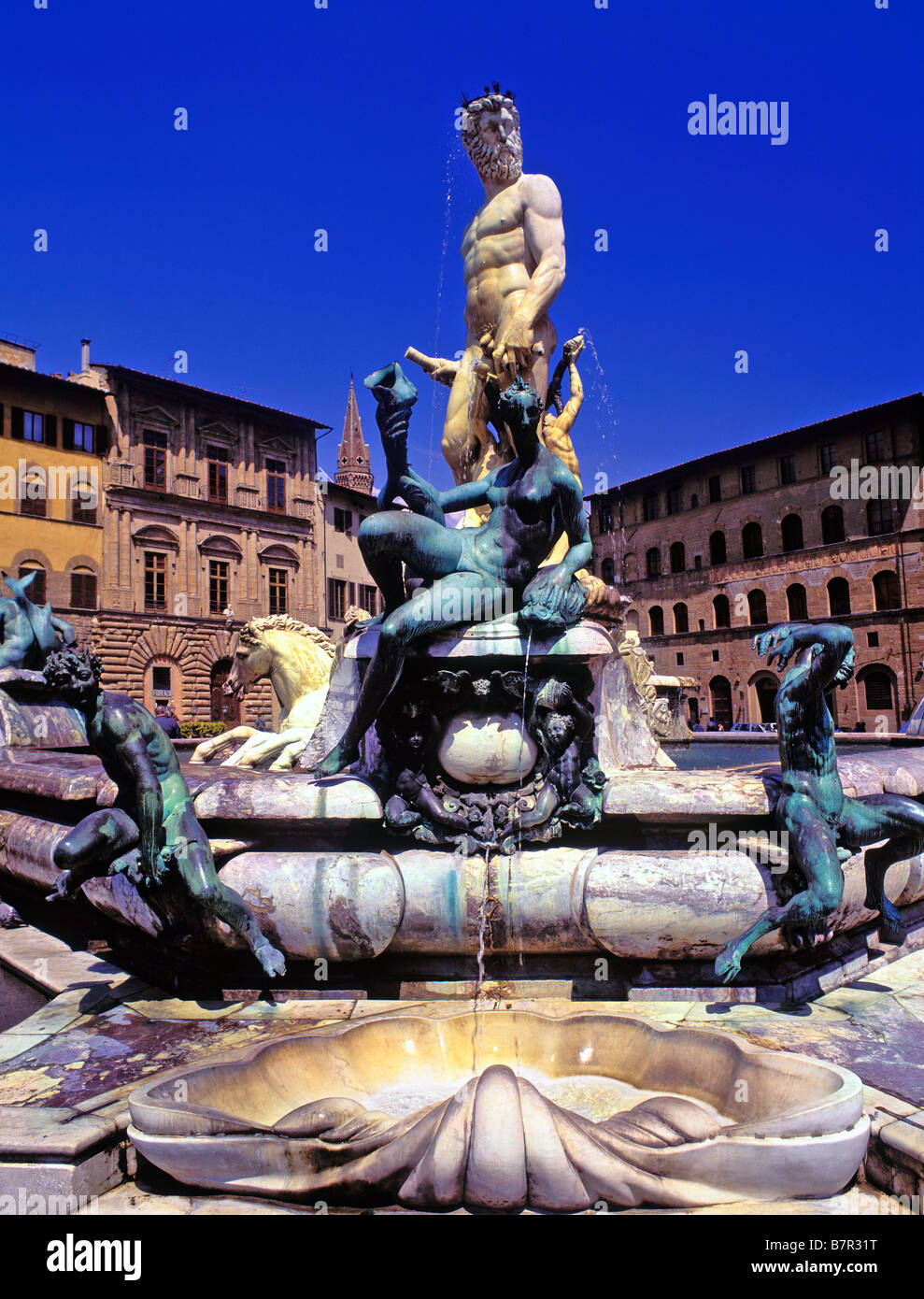 Italie Toscane Florence Piazza Della Signoria NEPTUN FONTAINE par Bartolomeo Ammannati Banque D'Images