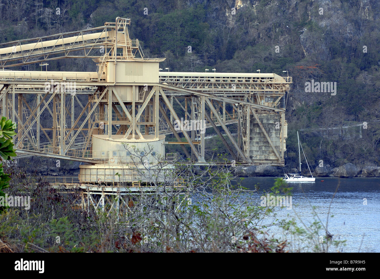 L'infrastructure portuaire de phosphate à la colonie , Flying Fish Cove , Noël , l'île de l'ouest de l'Australie Banque D'Images