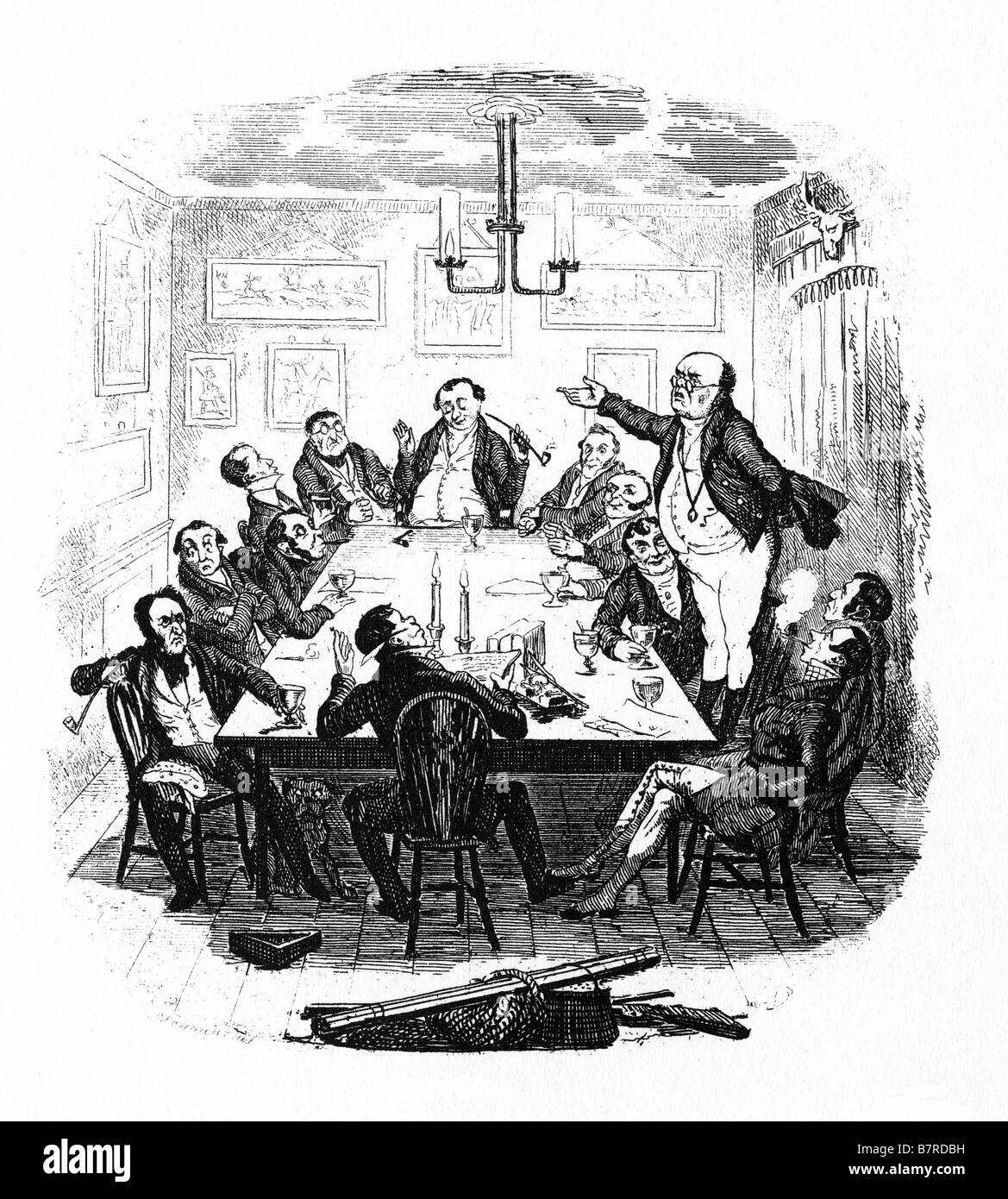 Mr Pickwick Club l'Adresses la première illustration par Seymour pour Charles Dickens roman comique Banque D'Images
