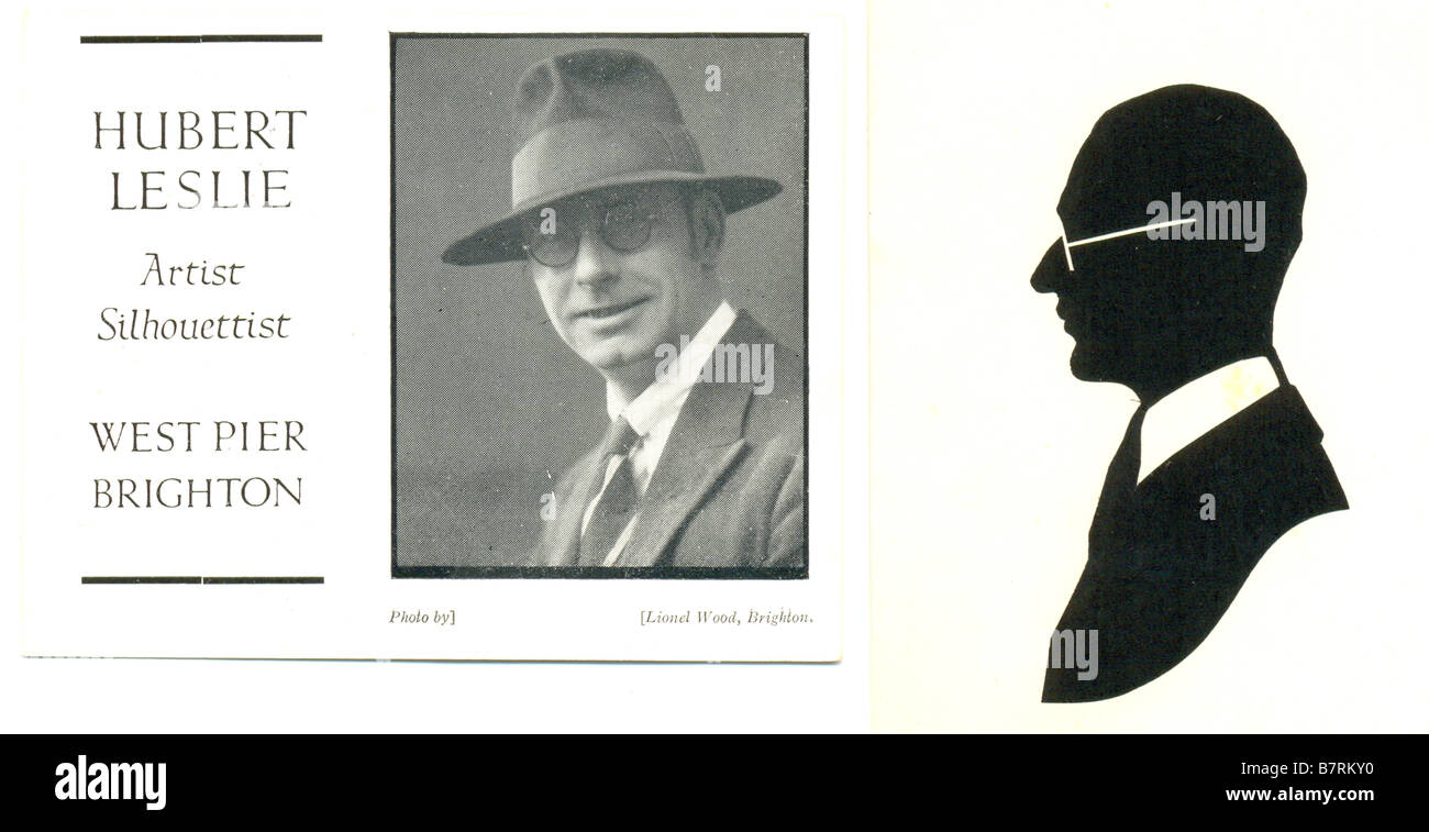 Self Portrait et une brochure à Hubert Leslie, artiste silhouette 1890-1976 Banque D'Images