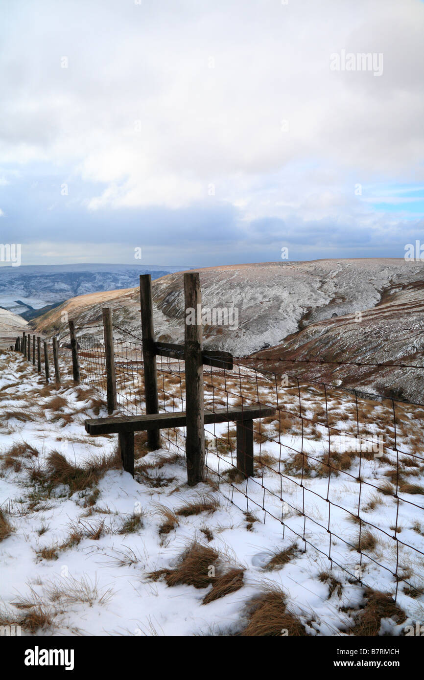 Vue d'hiver de Westend Moss et Bleaklow de Wilmer Hill, Derbyshire Peak District National Park, Angleterre Royaume-uni Banque D'Images