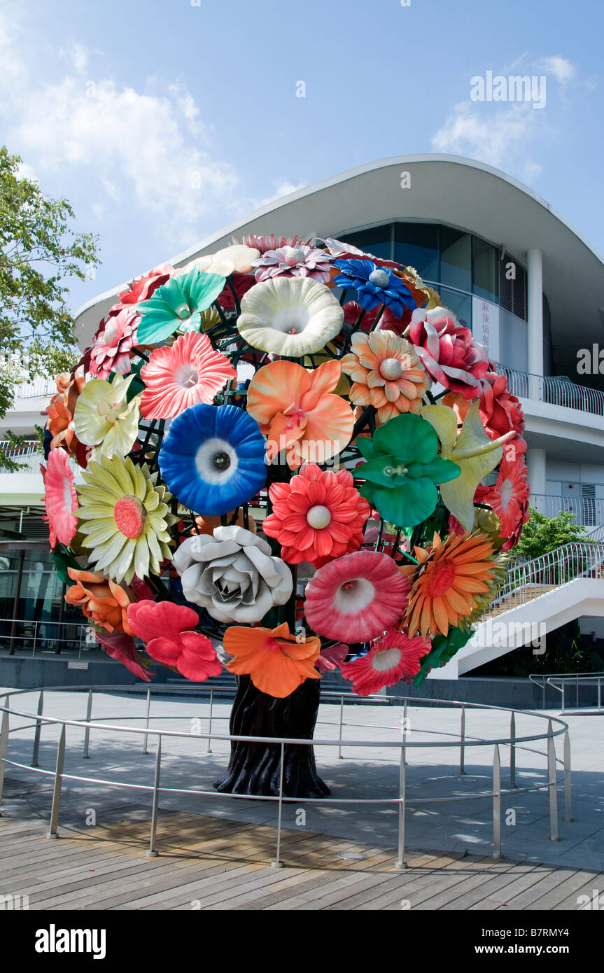 Port port de Singapour Sentosa flowers art statue Banque D'Images